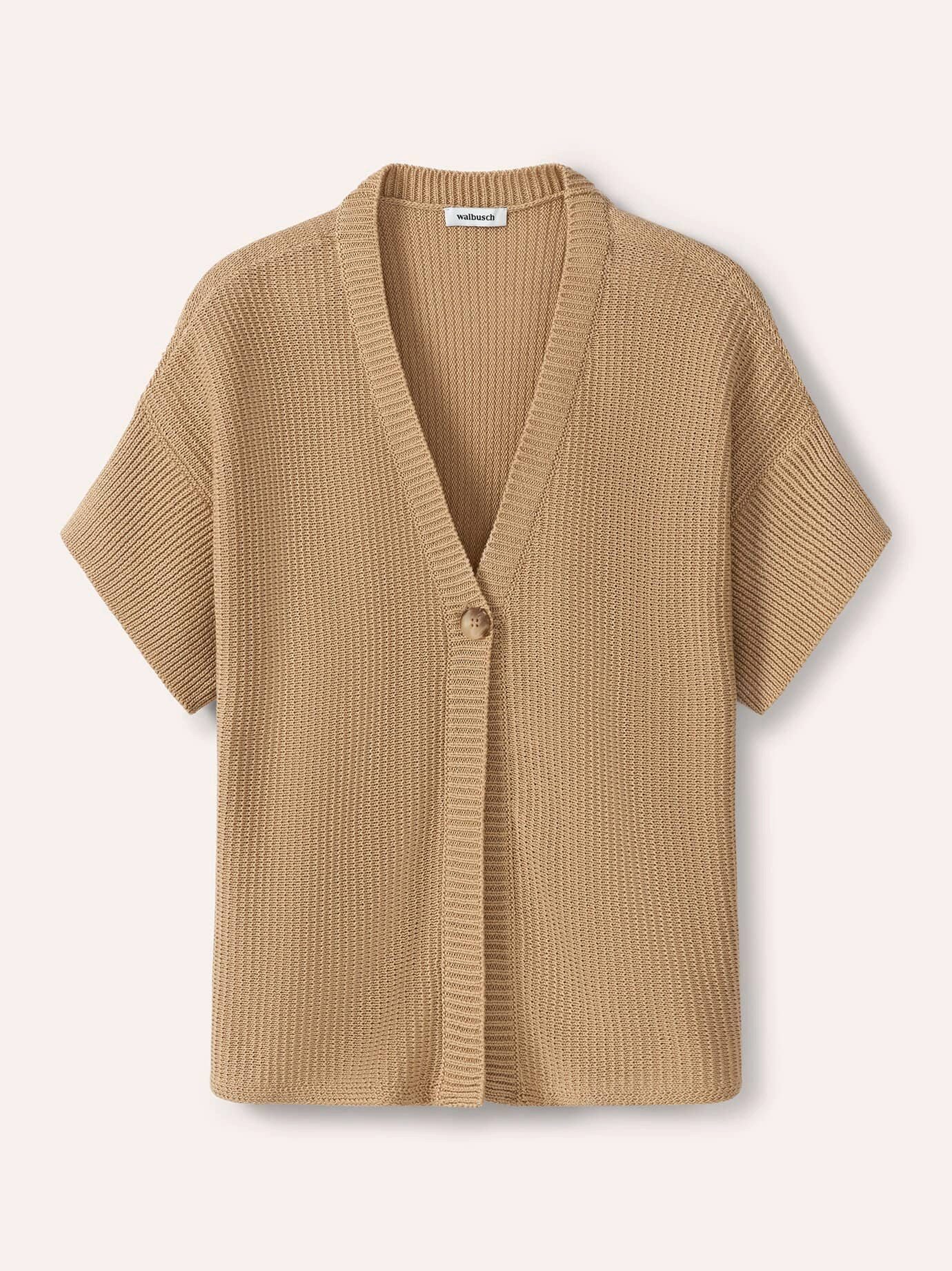 Walbusch Strickweste Damen Weste mit Strukturmuster V-Ausschnitt Halbarm Baumwollmix, pflegeleicht und knitterarm, überschnittene Schultern