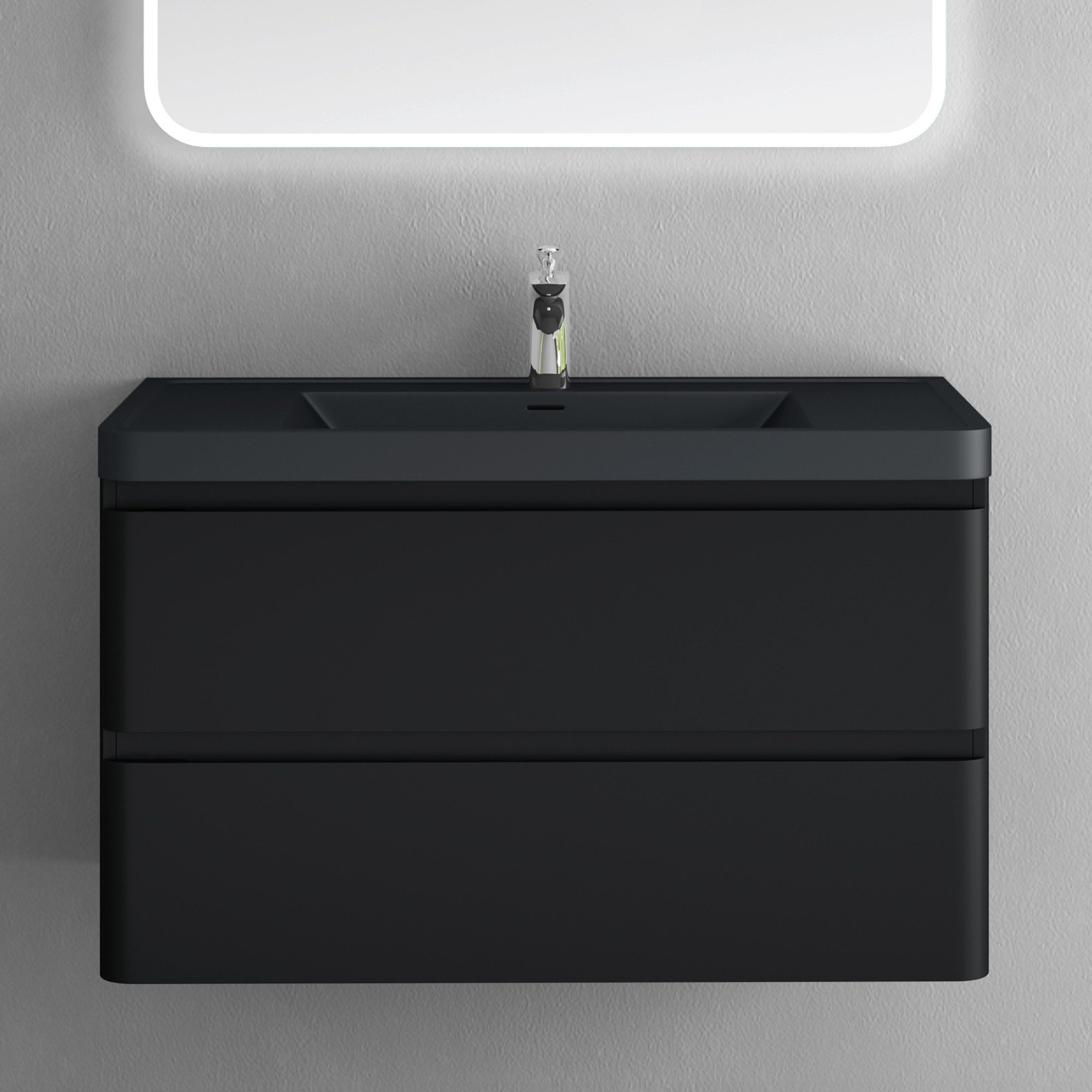doporro Badmöbel-Set Mineraguss Waschbeckenunterschrank Badezimmer Soft-Clo günstig online kaufen