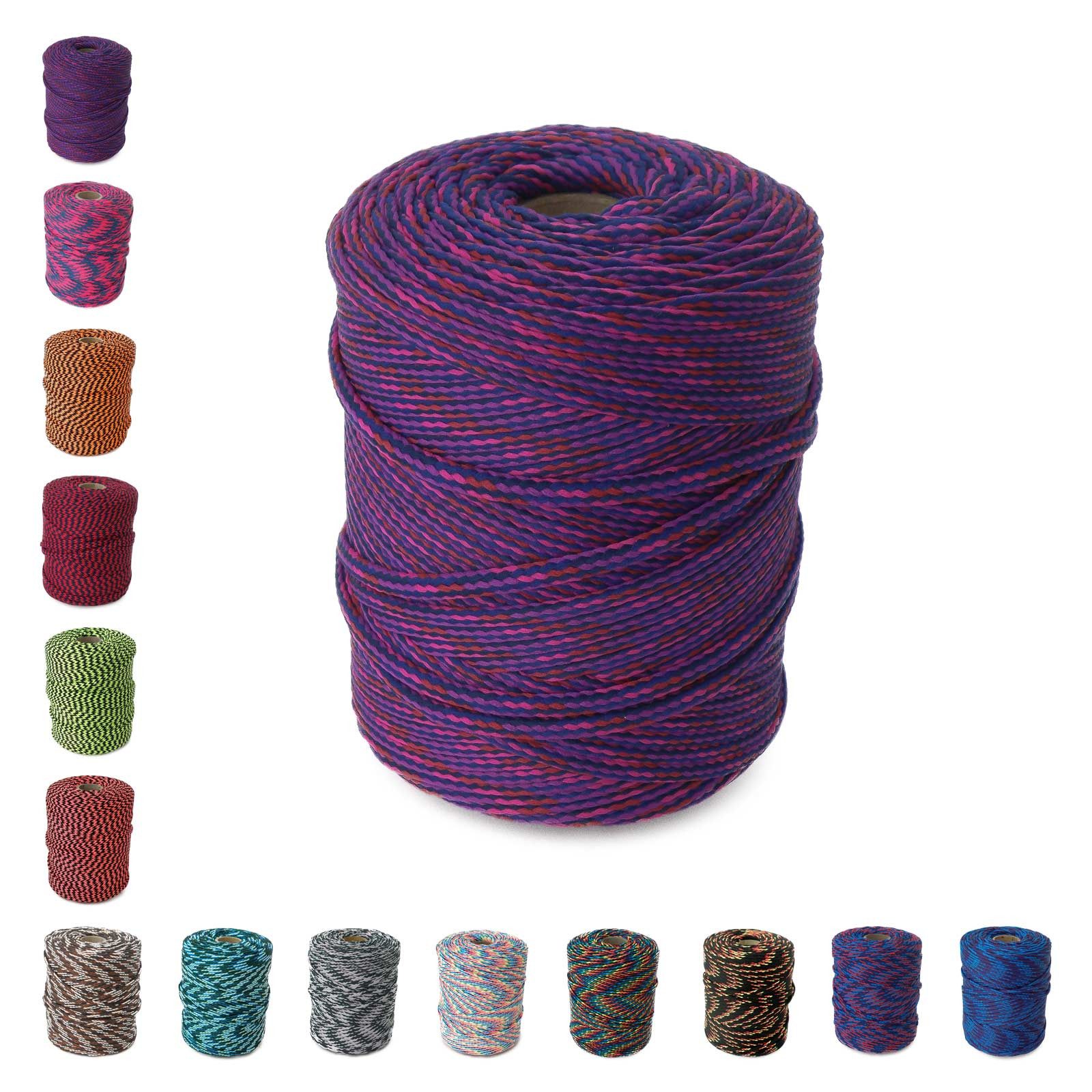 maDDma Seil 100m Polyester-Schnur Kordel 4mm, mehrfarbig, verschiedene Farben, blau/lila/rot/pink