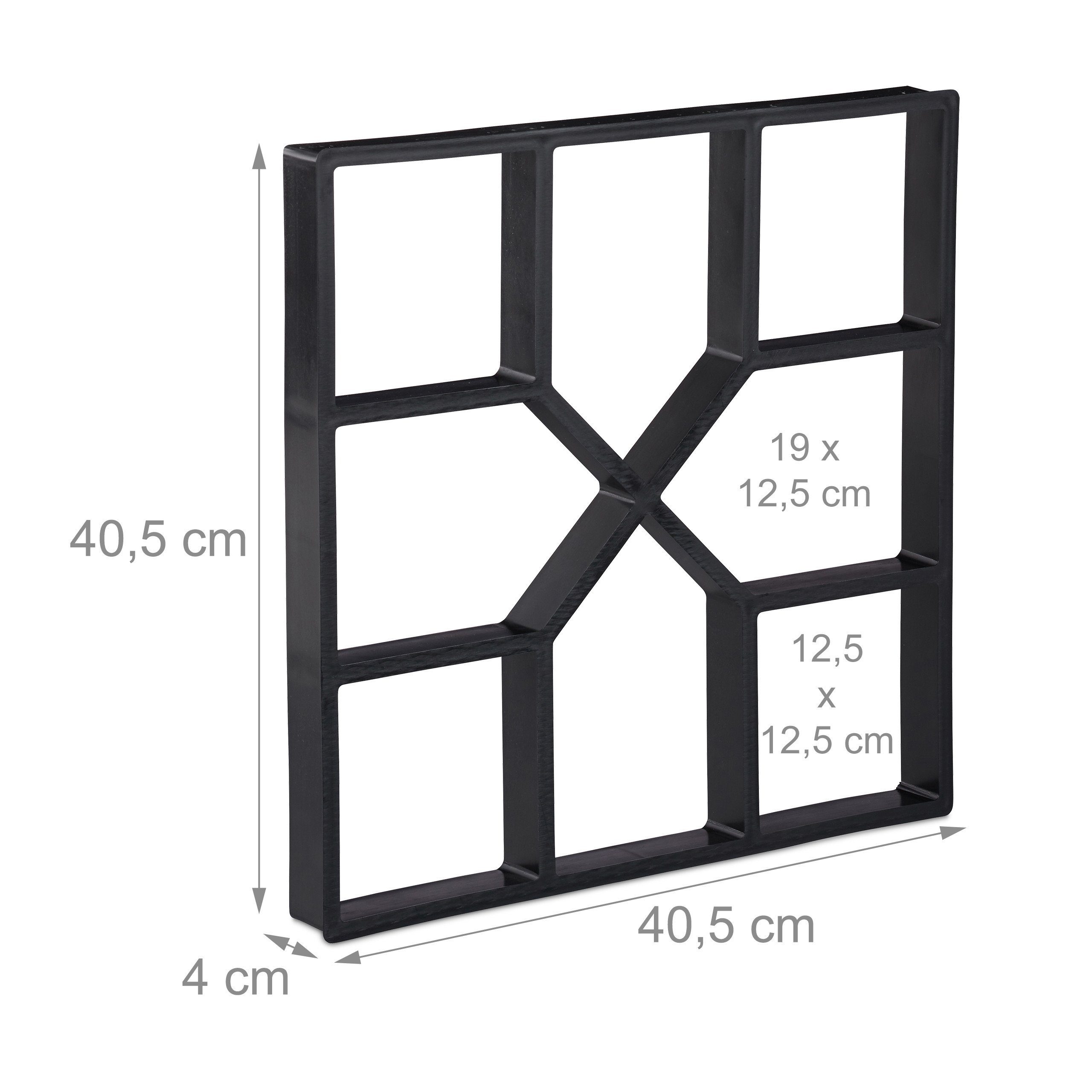 relaxdays Fundamentrahmen Pflasterform für Gehweg 2er Set, BxT: 40.5x40.5 cm, für Garten- und Wegplatten, (2-St) – Bild 4 von 5
