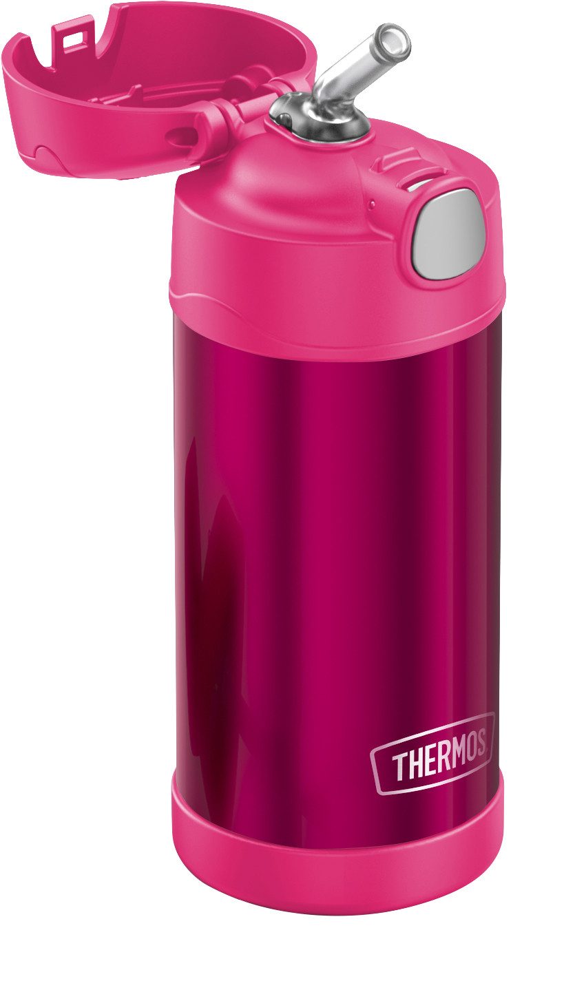 THERMOS Isolierflasche FUNTAINER STRAW BOTTLE, doppelwandiger Edelstahl, spülmaschinenfest, 0,35l, mit Silikonstrohalm, absolut dicht