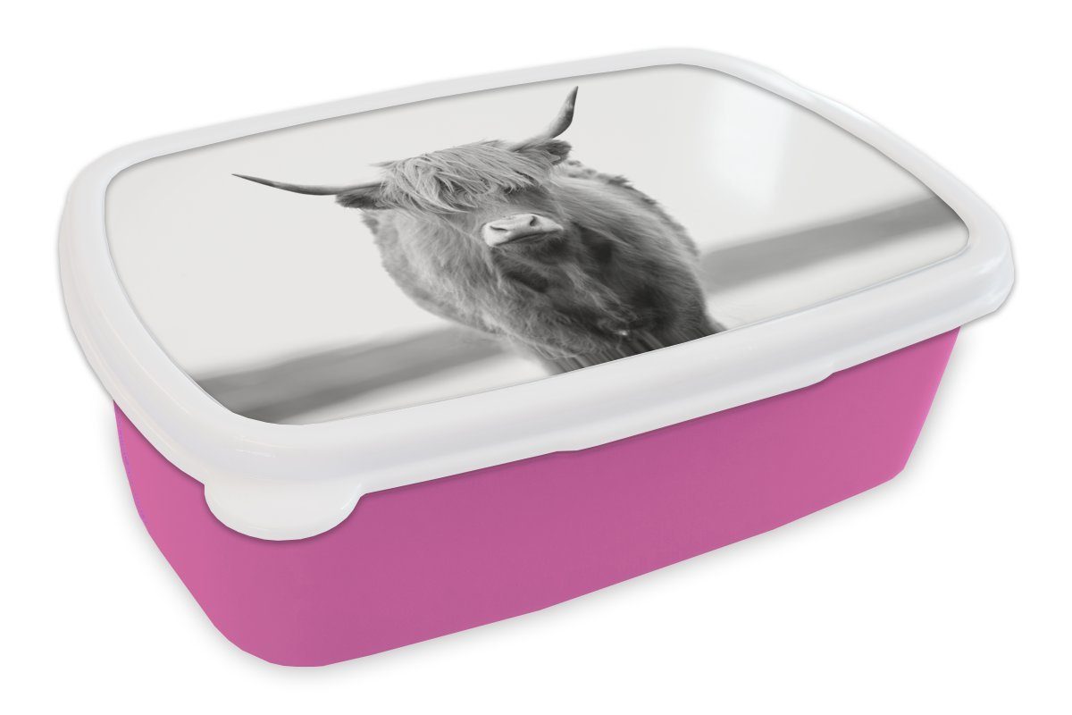 rosa und weiß, Lunchbox (2-tlg), Kunststoff, Haar für mit Highlander Kinder, Snackbox, Brotdose Brotbox Mädchen, schwarz - Erwachsene, Schottischer Kunststoff MuchoWow langem