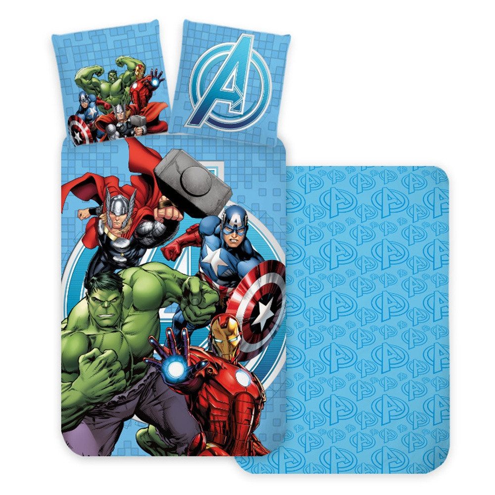 MARVEL Bettwäsche Avengers Blue Kinderbettwäsche 100×135 cm, 40×60cm, 100% günstig online kaufen