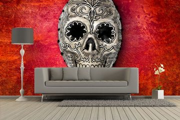 WandbilderXXL Fototapete Skull On Red, glatt, Kult & Kultur, Vliestapete, hochwertiger Digitaldruck, in verschiedenen Größen