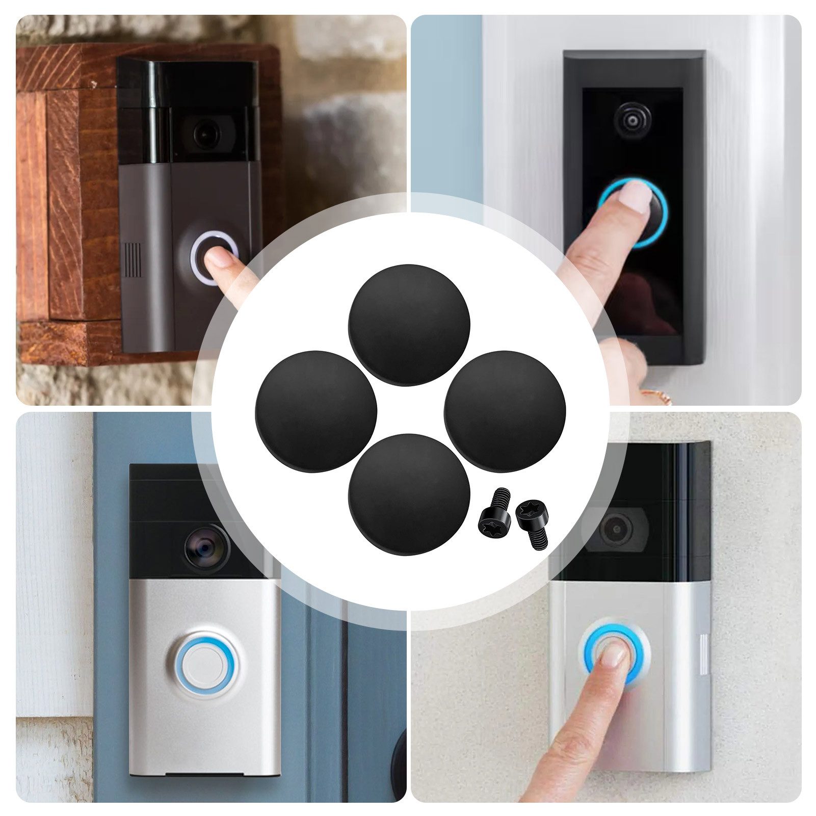 Vellora Türklingelknopf Türklingelknopf-Ersatzset, kommt mit 4 Knöpfen und 2 Schrauben (4-St., Silikon, Metall), Etwa 19 * 19 * 8 mm