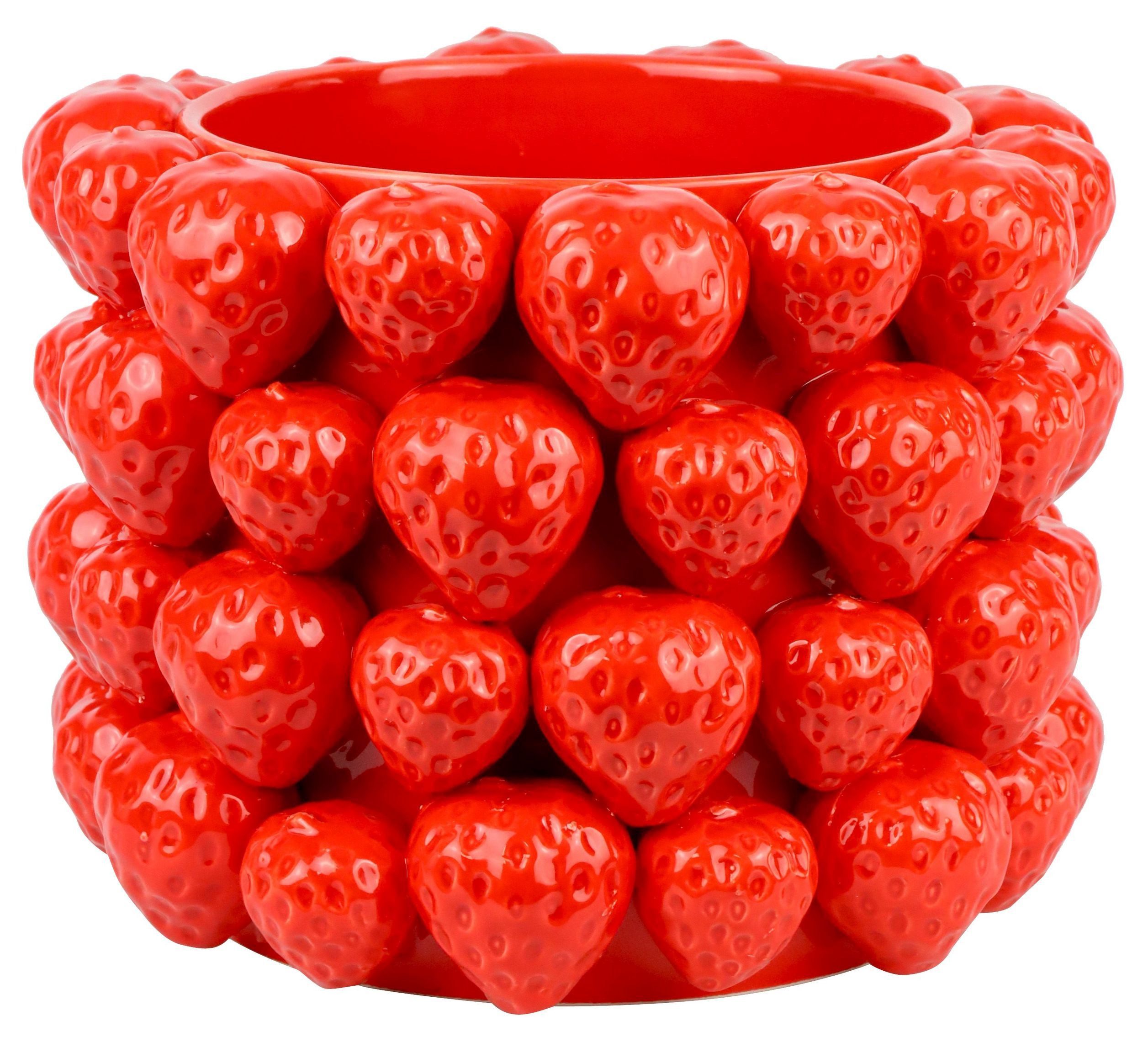 FURNARO Übertopf, mit Erdbeer-Design aus Keramik in Rot ca. H24,5cm