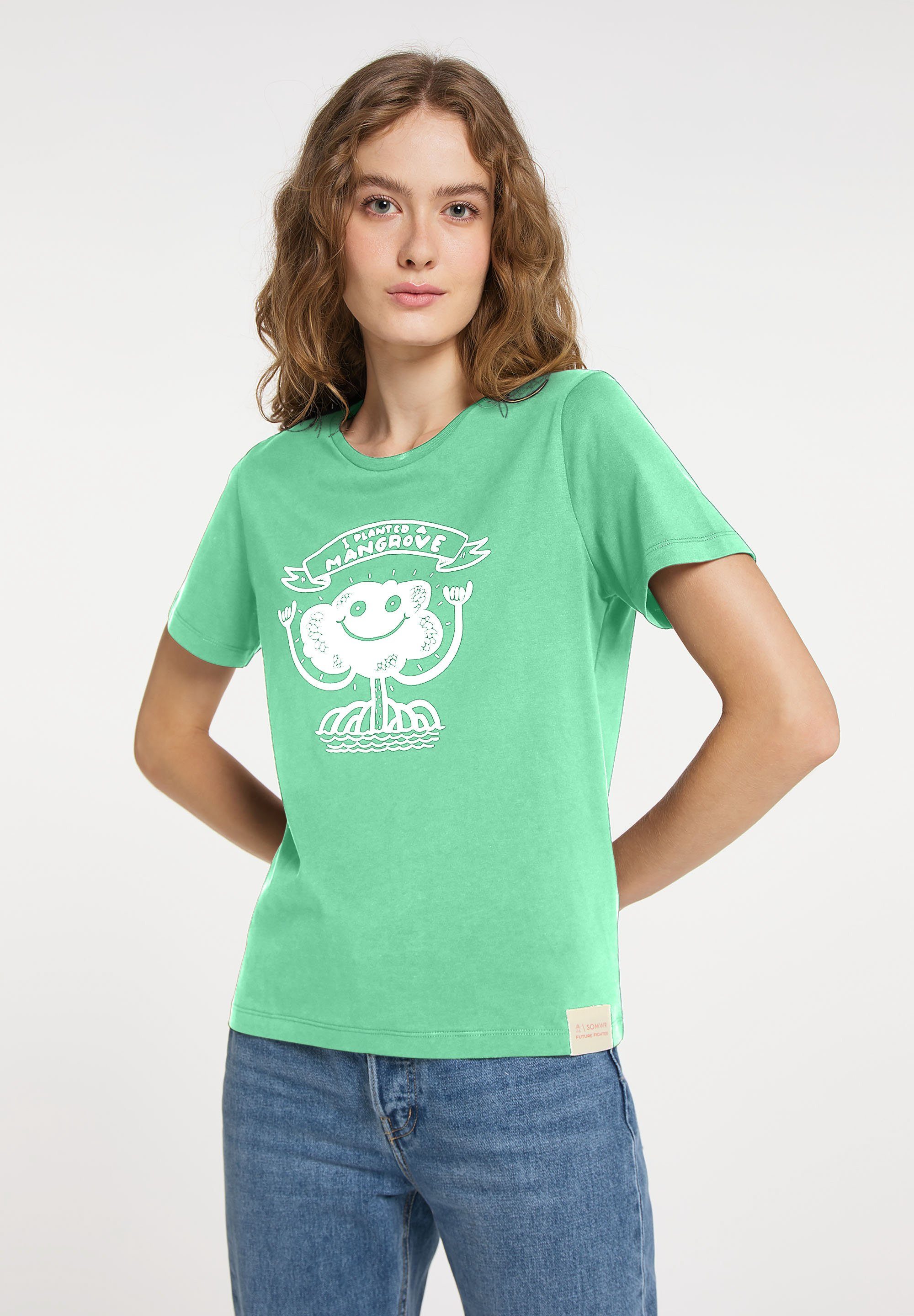 Damen Shirts SOMWR Kurzarmshirt T-Shirt With Mangrove Print 1 Mangrove gepflanzt / 1,1 kg Strand Plastik eingesammelt