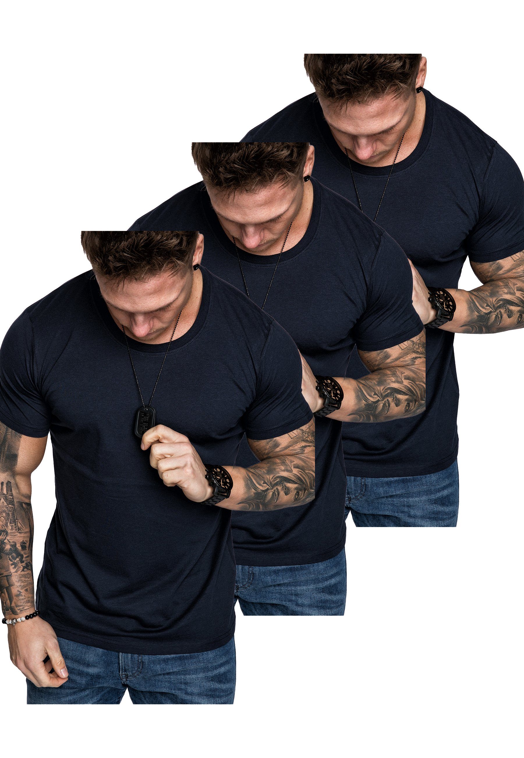 Amaci&Sons T-Shirt 3. LANCASTER 3er-Pack T-Shirts (3er-Pack) Herren Basic Oversize T-Shirt mit Rundhalsausschnitt – Bild 3 von 4