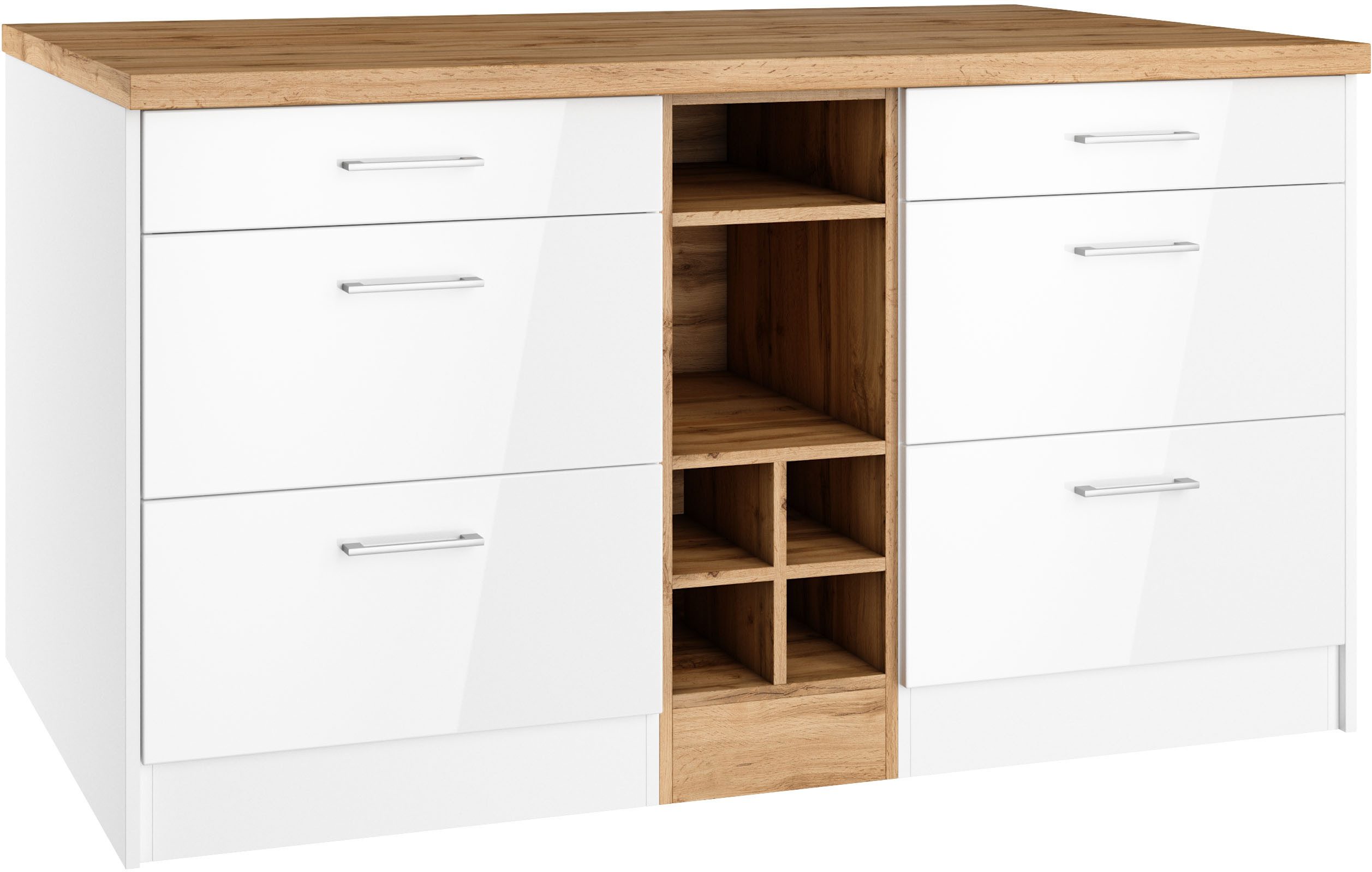 KOCHSTATION Kücheninsel KS-Milan, Stellmaß 153/100 cm, viel Stauraum, Lebensmittelpunkt: Küche