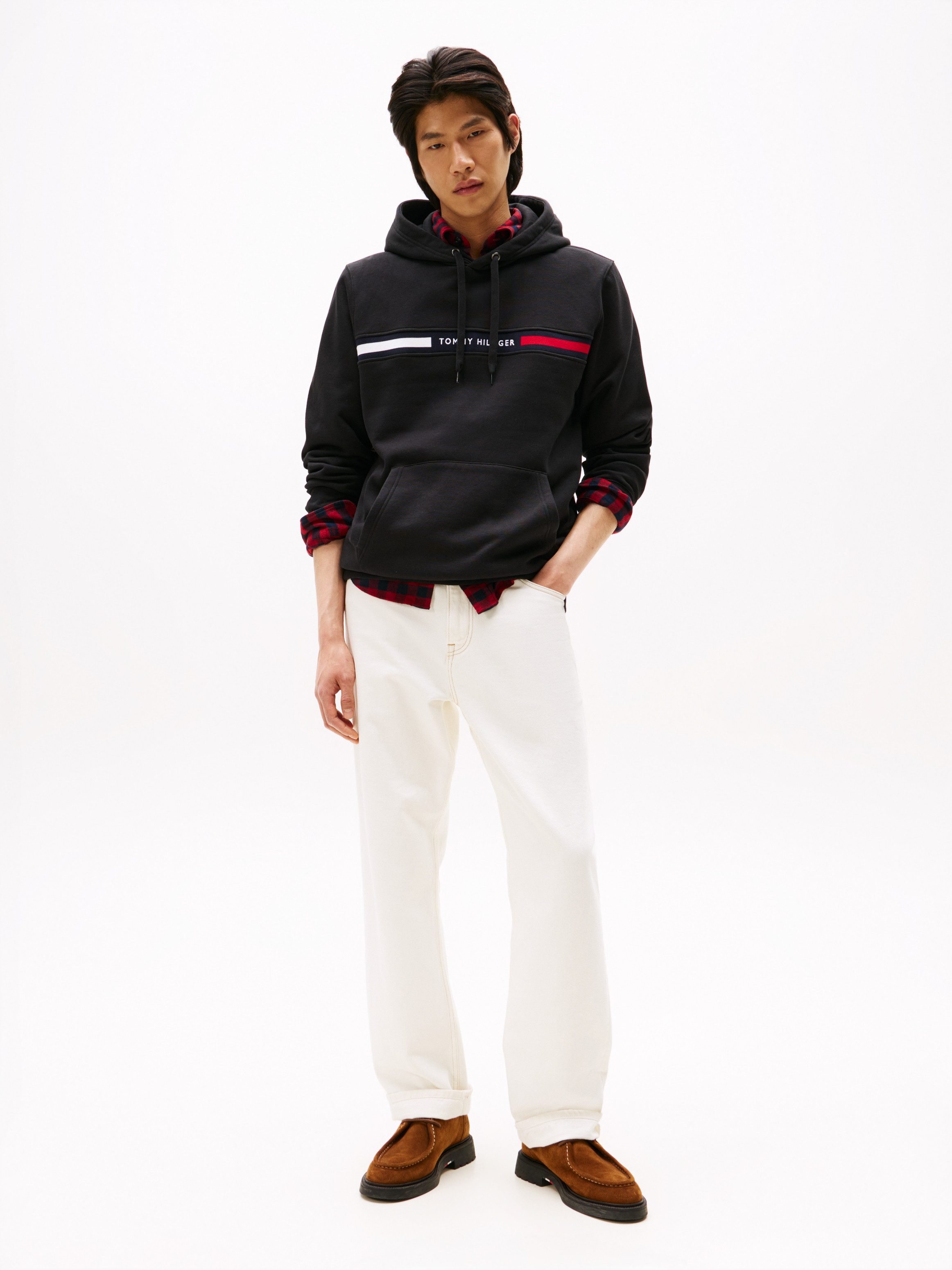 Tommy Hilfiger Kapuzensweatshirt HILFIGER CHEST INSERT unifarben, casual, regular fit, Baumwollmix, Kapuze – Bild 3 von 5