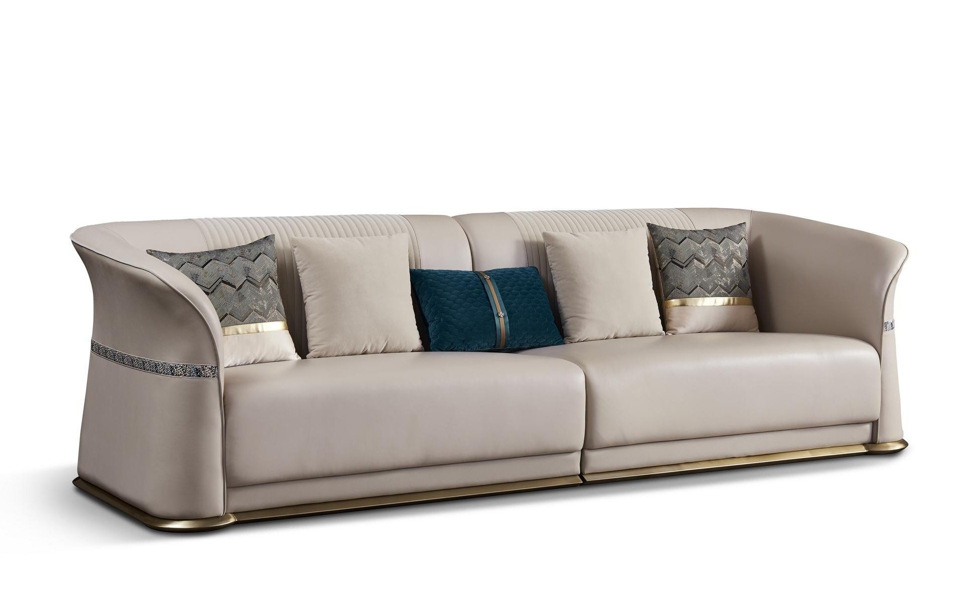 3-Sitzer XLMOEBEL Leder Sofa in Weiß mit mittelweicher Polsterung