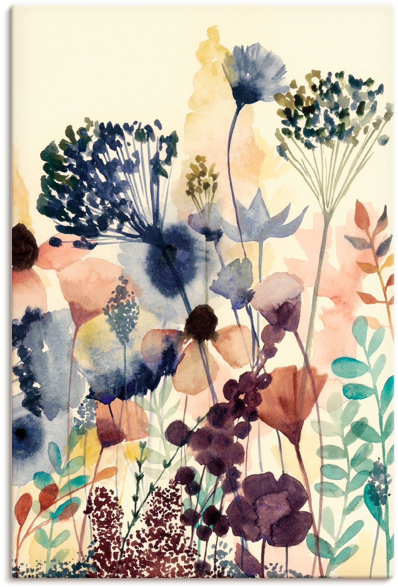 Artland Wandbild Sonnengetrocknete Blüten II, Blumenwiese (1 St), als Leinwandbild, Poster in verschied. Größen