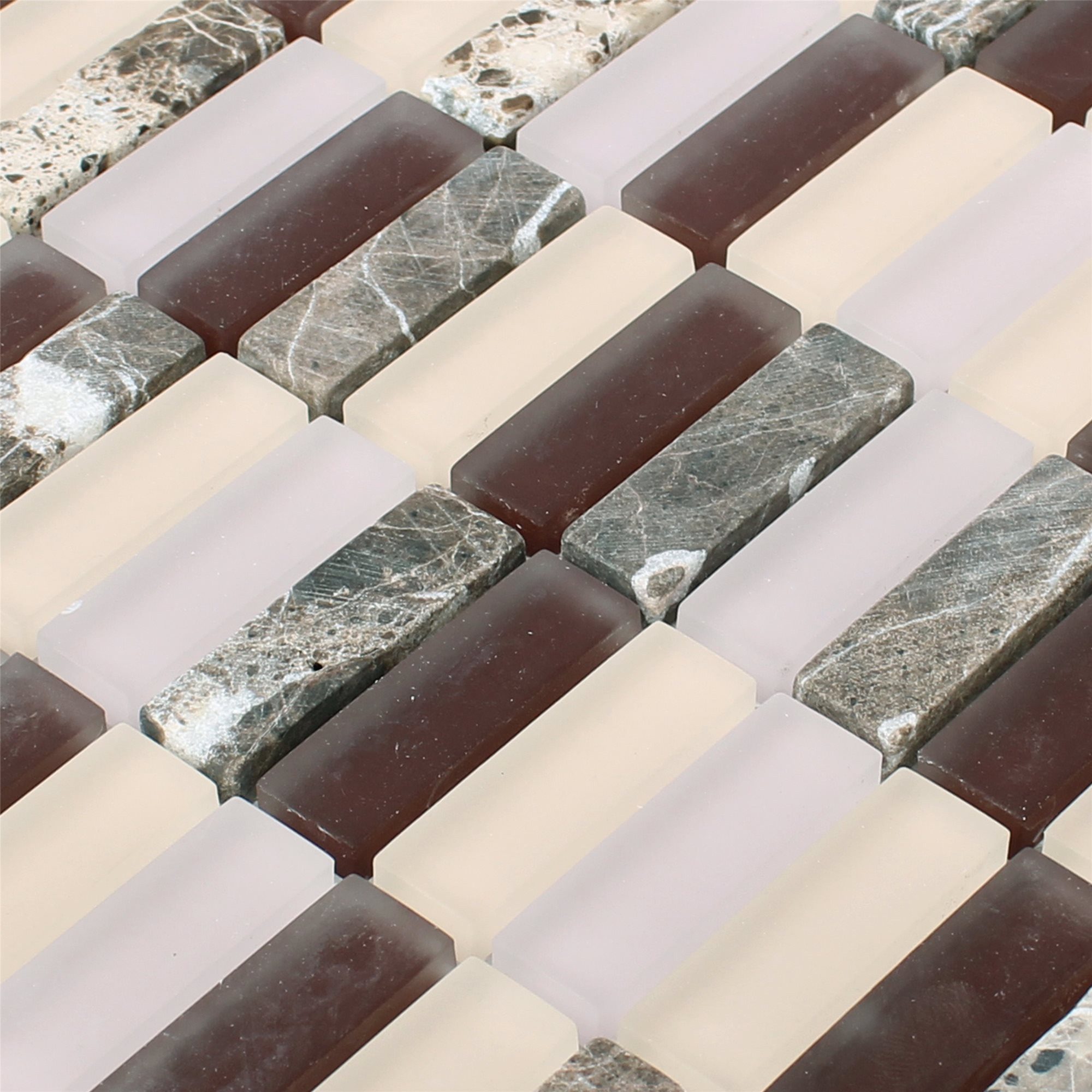 Mosafil Mosaikfliesen Glasmosaik Natursteinfliesen Conrad Lila Braun Beige, Naturstein-Glas-Marmor 30.000x30.000, beige-braun-lila-bordeuax, Wasserfest
