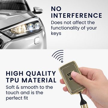 kwmobile Schlüsseltasche Hülle für Renault 4-Tasten Smartkey Autoschlüssel (nur Keyless Go) (1-tlg), Schlüsselhülle mit Key Ring Anhänger - Cover Gold Schwarz