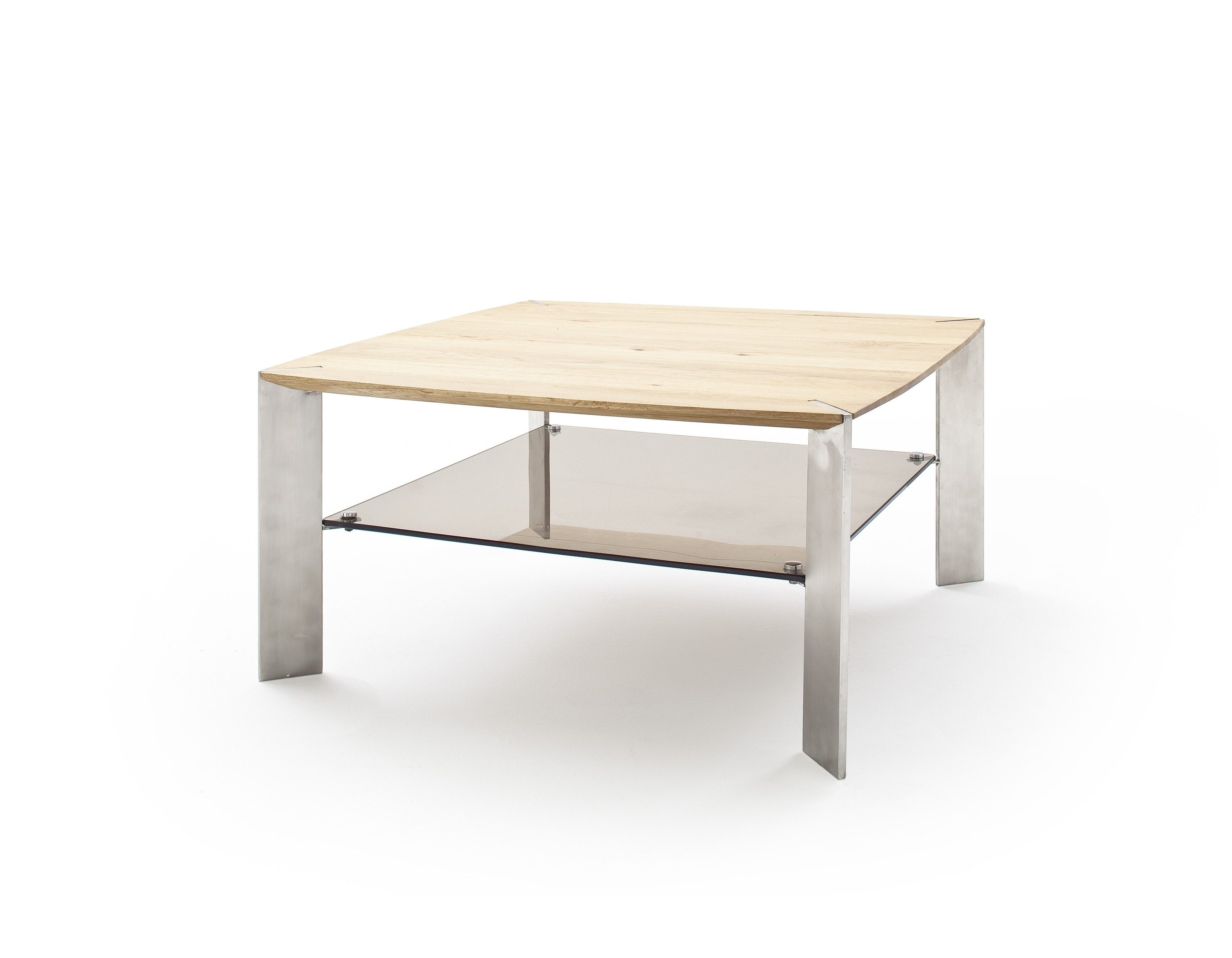 freiraum Couchtisch NELIA, mit Glas-Ablage, Eiche, Massivholz - 50x41x50cm günstig online kaufen