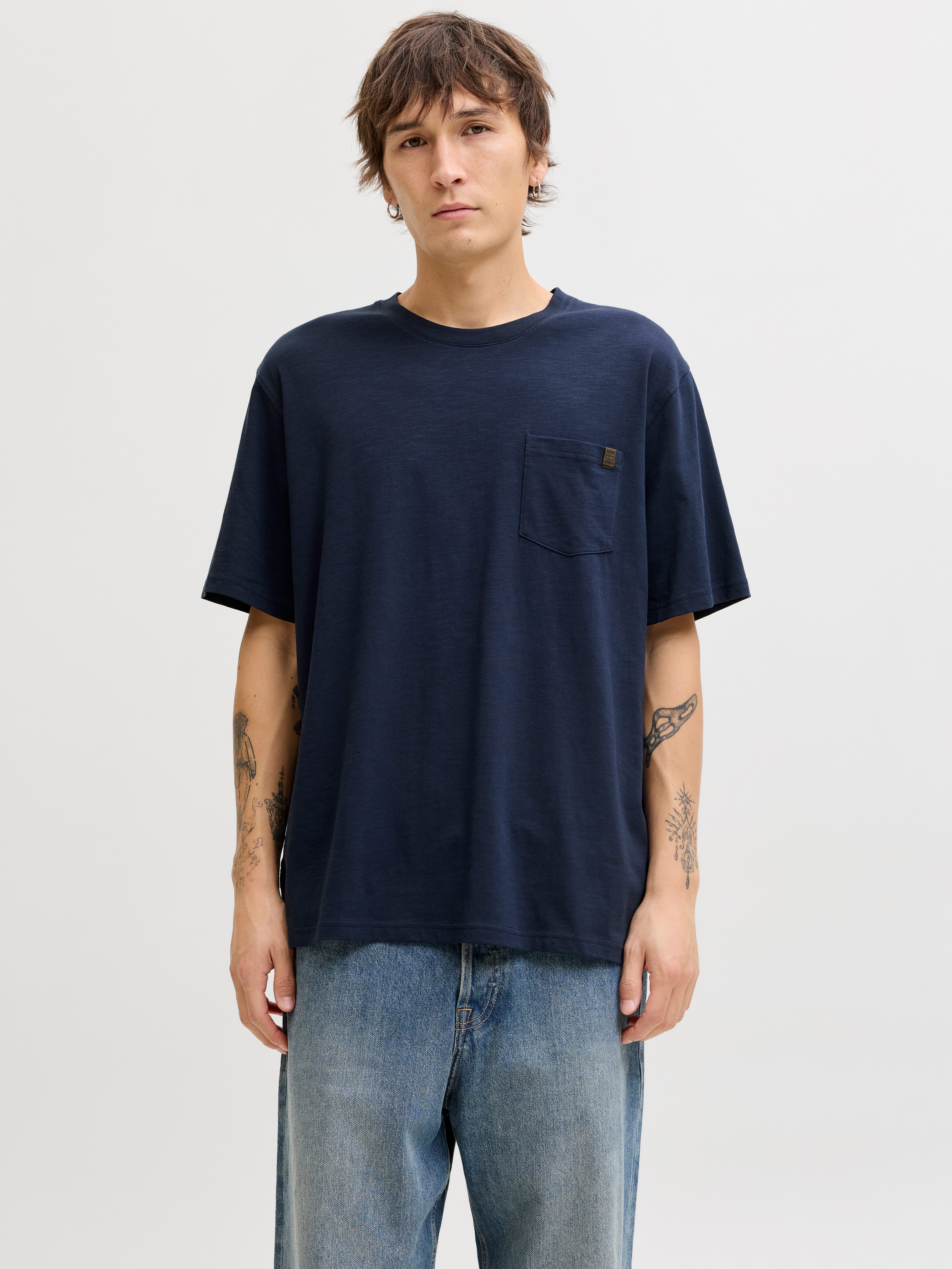 Jack & Jones Kurzarmshirt JJEDOVER SLUB TEE SS NOOS Baumwollmischung, relaxed fit