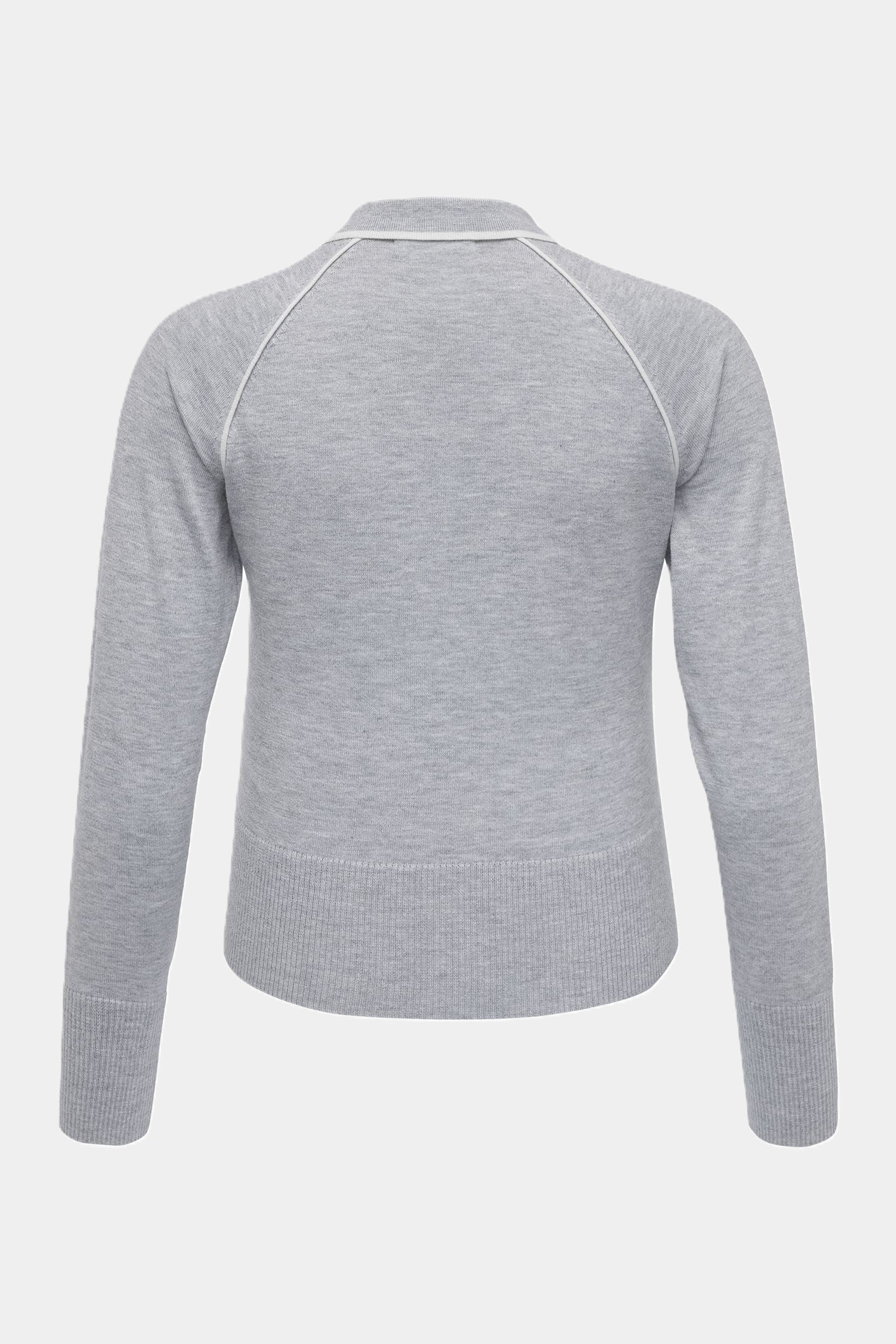 Cassis Strickpullover Cassis Strickpullover meliert mit Kontrastpaspeln - LIGHT GREY