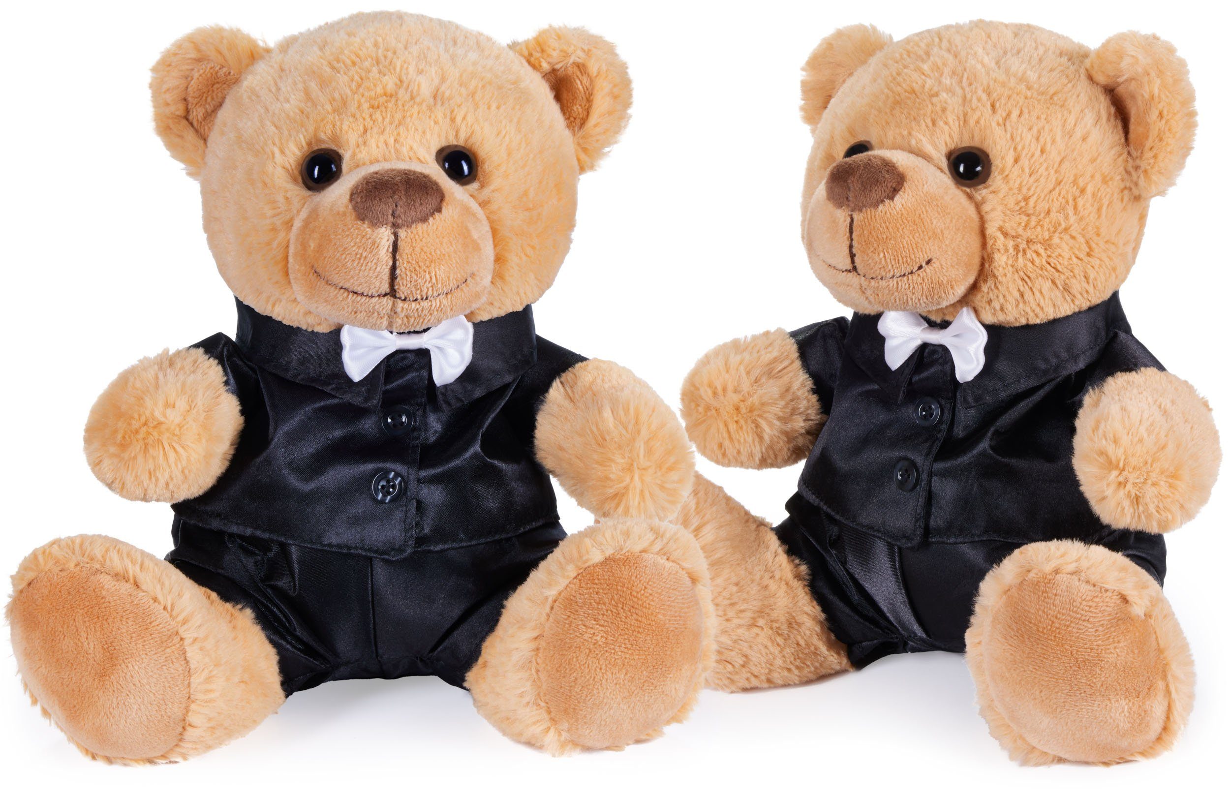 BRUBAKER Kuscheltier Teddybär Bräutigampaar - 25 cm Teddy Set im Anzug (Hochzeitsgeschenk für Männer), Geschenk für Hochzeit und Verlobung