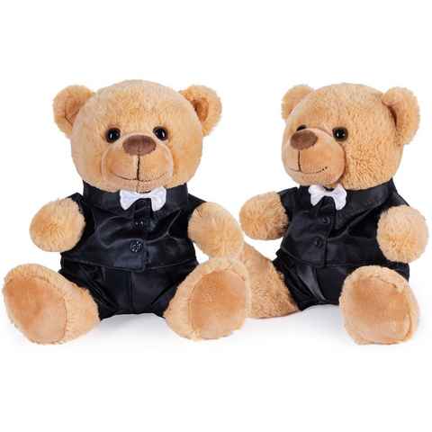 BRUBAKER Kuscheltier Teddybär Bräutigampaar - 25 cm Teddy Set im Anzug (Hochzeitsgeschenk für Männer), Geschenk für Hochzeit und Verlobung