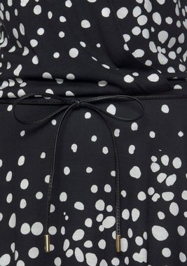 Vivance Jerseykleid (mit Bindegürtel) mit Punktedruck und V-Ausschnitt, elegantes Sommerkleid