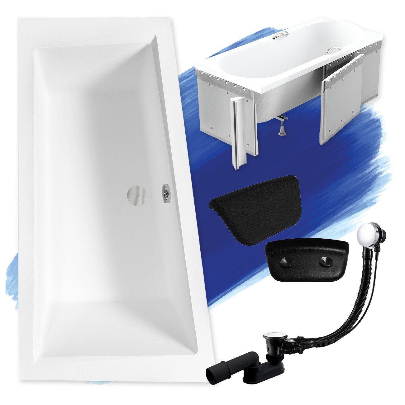KOLMAN Badewanne Eckwanne 150x85 INTIMA Links mit Styropor + 2 Kopfstützen, günstig online kaufen