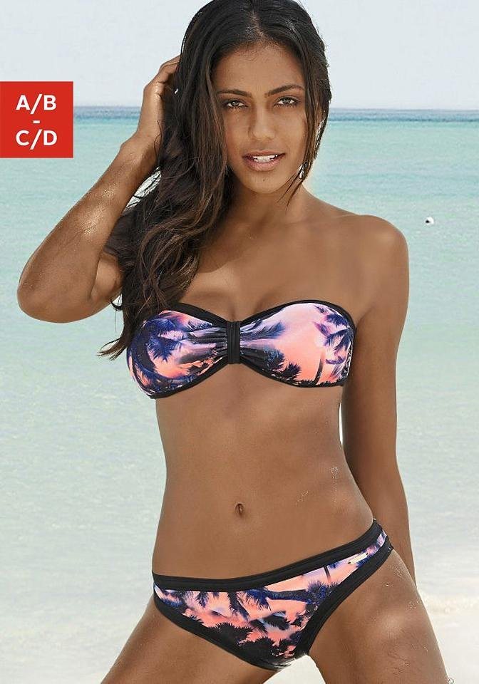 sunseeker Bandeau-Bikini mit trendigem Tropical-Print oder unifarben ...