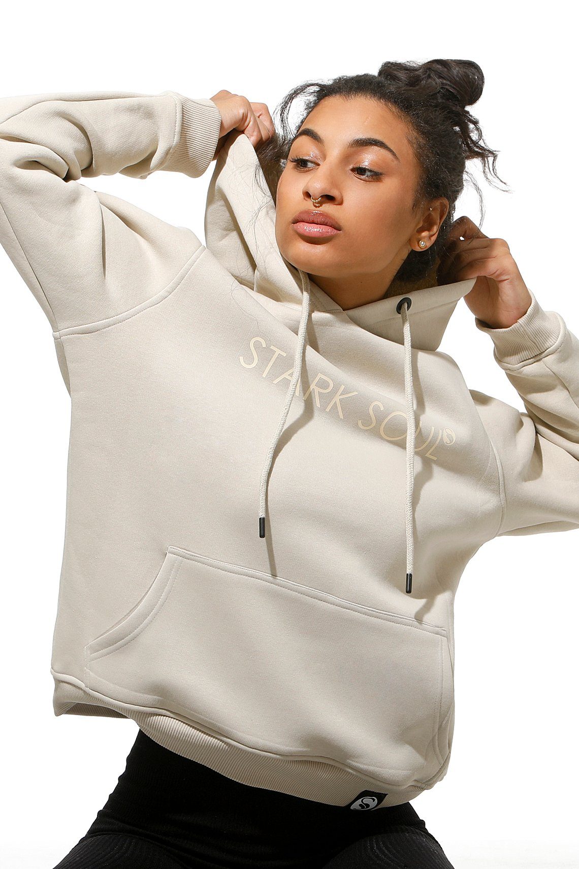 Stark Soul® Hoodie Hoodie mit Ton-in-Ton-Print - Kapuzenpullover - innen angeraut mit Kapuze, Kängurutasche und Markenprint