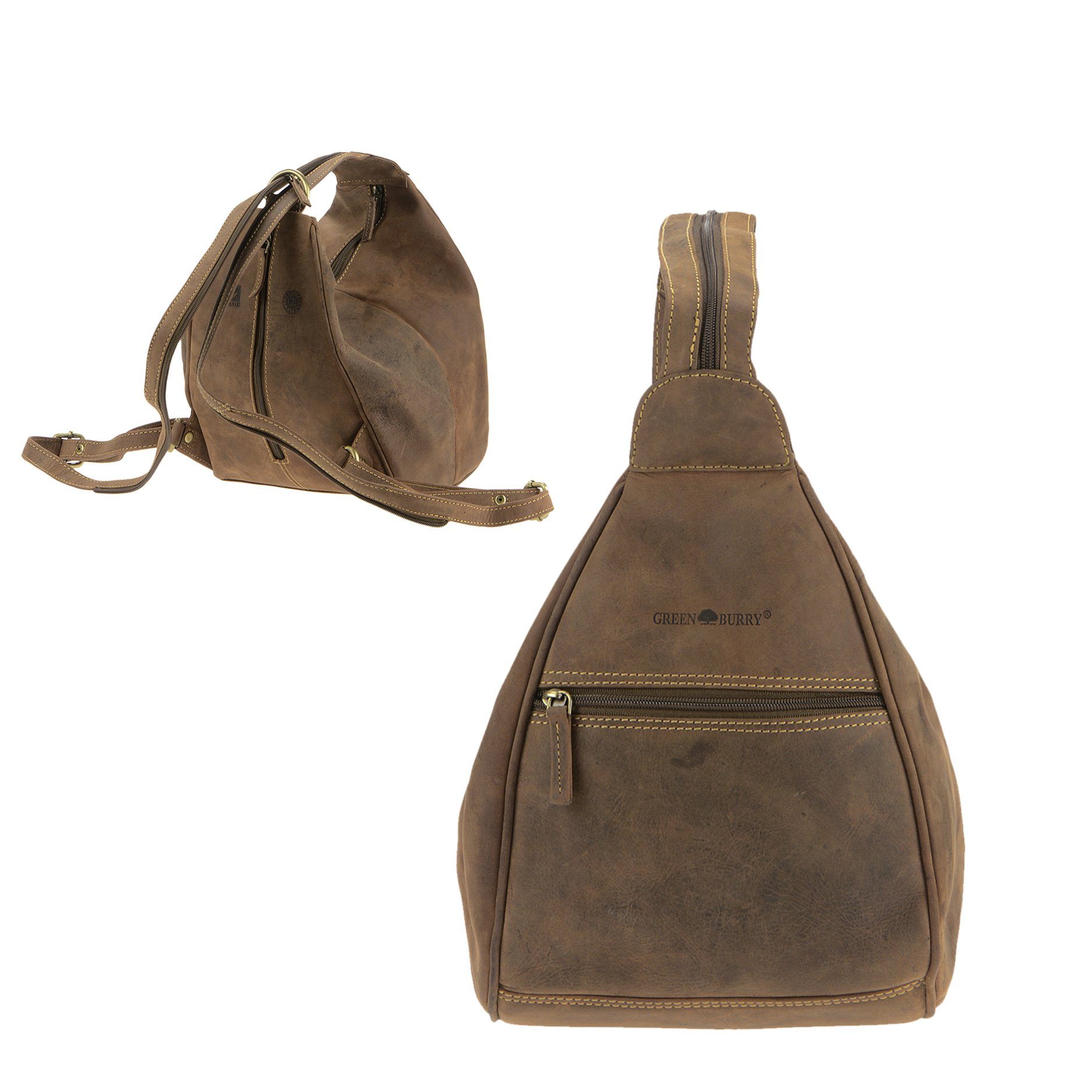 Greenburry Tagesrucksack "Vintage" Leder, Rucksack, DayPack, BackPack, 21x26cm