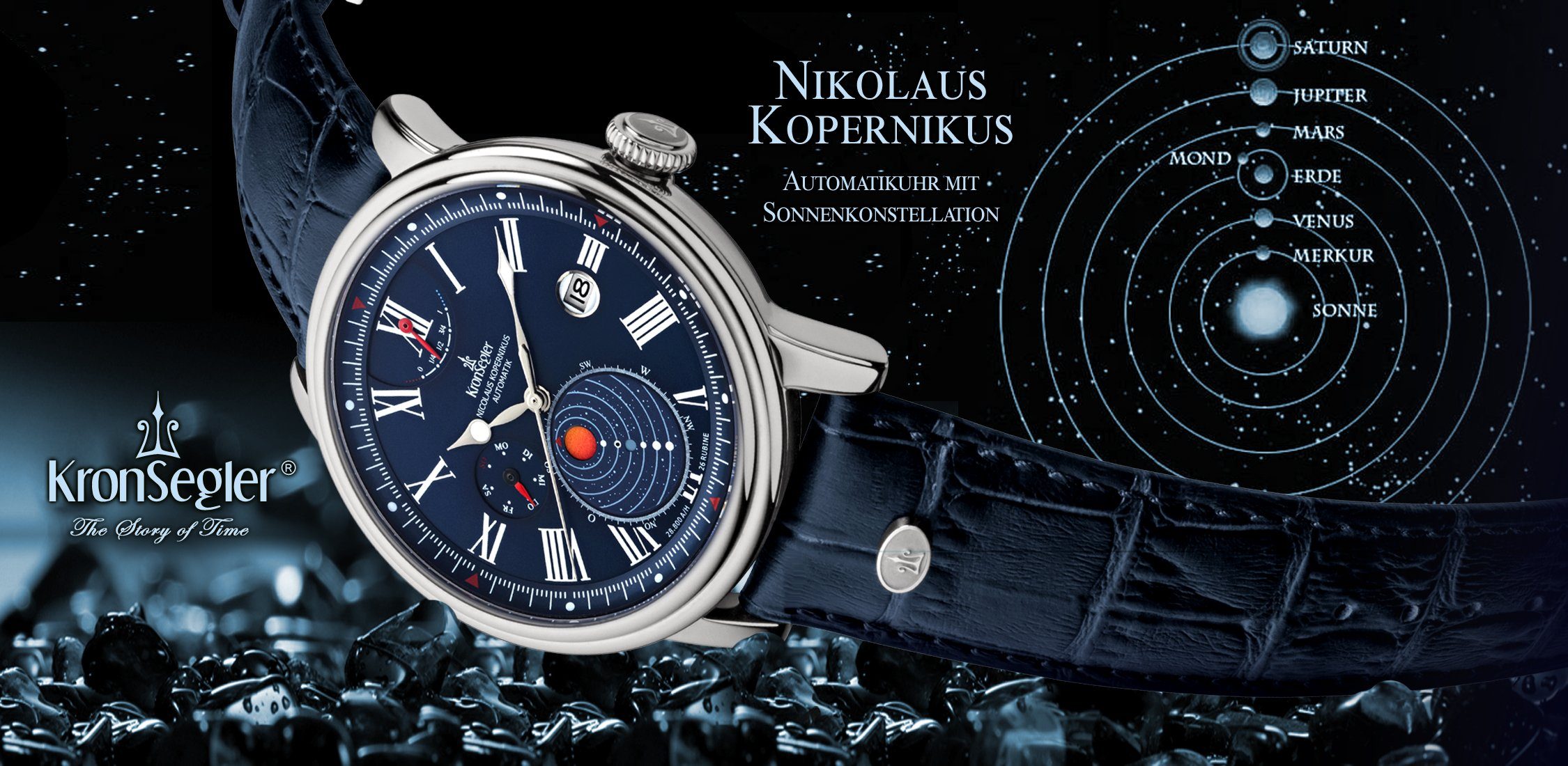 Armbanduhr Kronsegler Automatikuhr Lederband Kopernikus m. Herren
