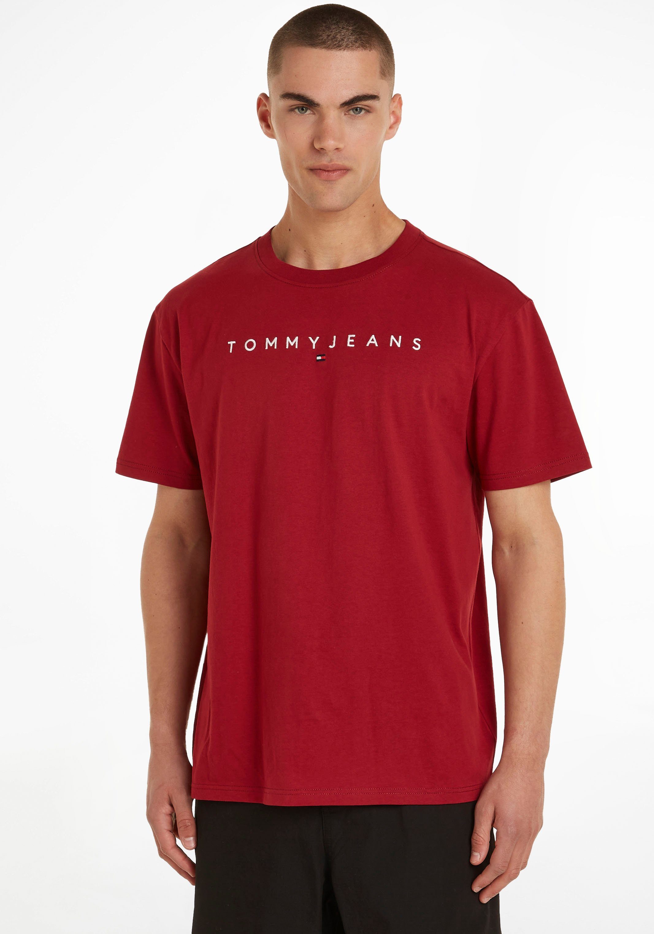 Tommy Jeans Plus T-Shirt TJM REG LINEAR LOGO TEE EXT mit Tommy Jeans Logo-Schriftzug Magma Red