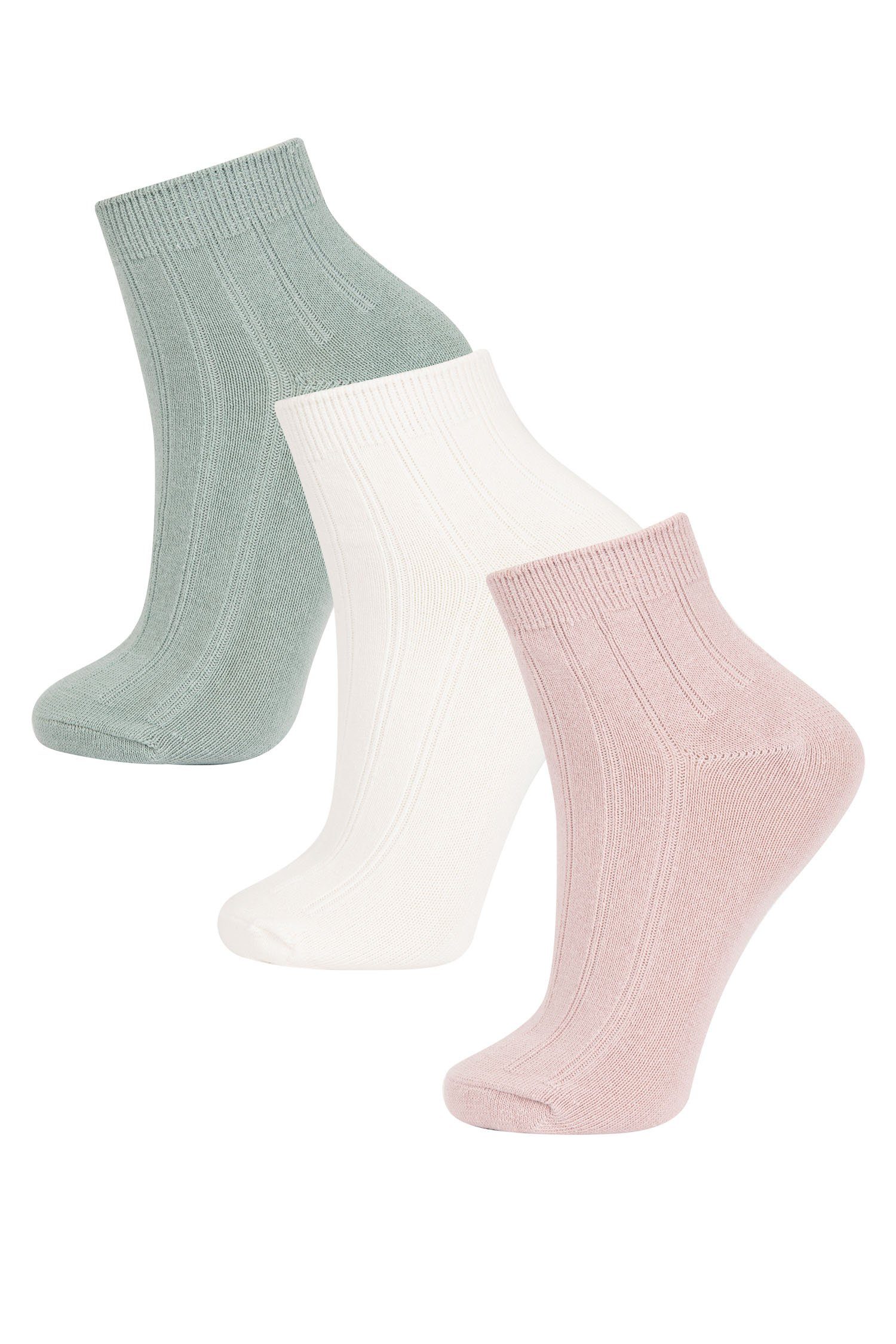 DeFacto Langsocken Damen Langsocken MID CUT (3 tlg) (Packung, 3-Paar) | Socken