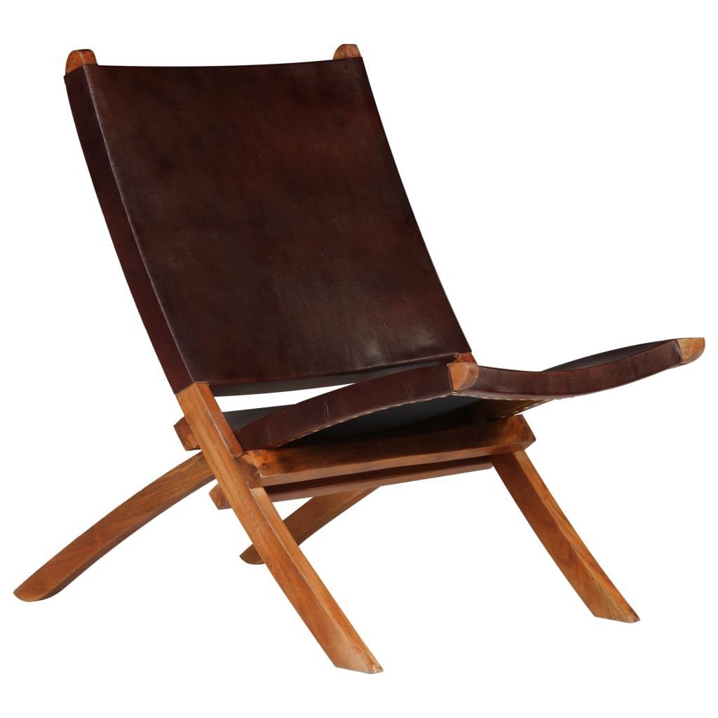 vidaXL Hocker Relaxstuhl Klappbar Braun Echtleder (1 St)