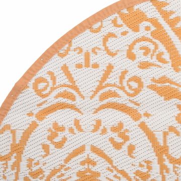 Teppich Outdoor-Teppich Orange und Weiß Ø200 cm Kunststoff Polypropylen, vidaXL, Höhe: 0 mm