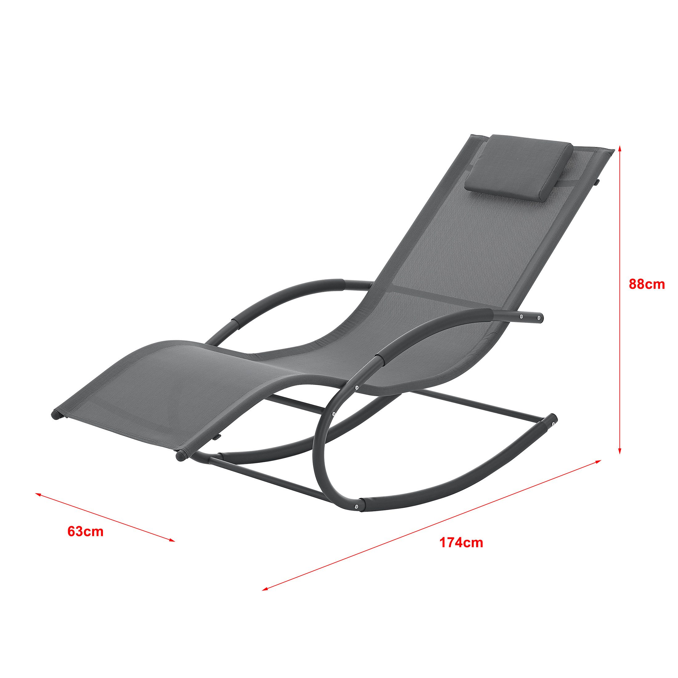 en.casa Gartenliege, Schaukelliege Tarent 174 x 63 x 88 cm Dunkelgrau