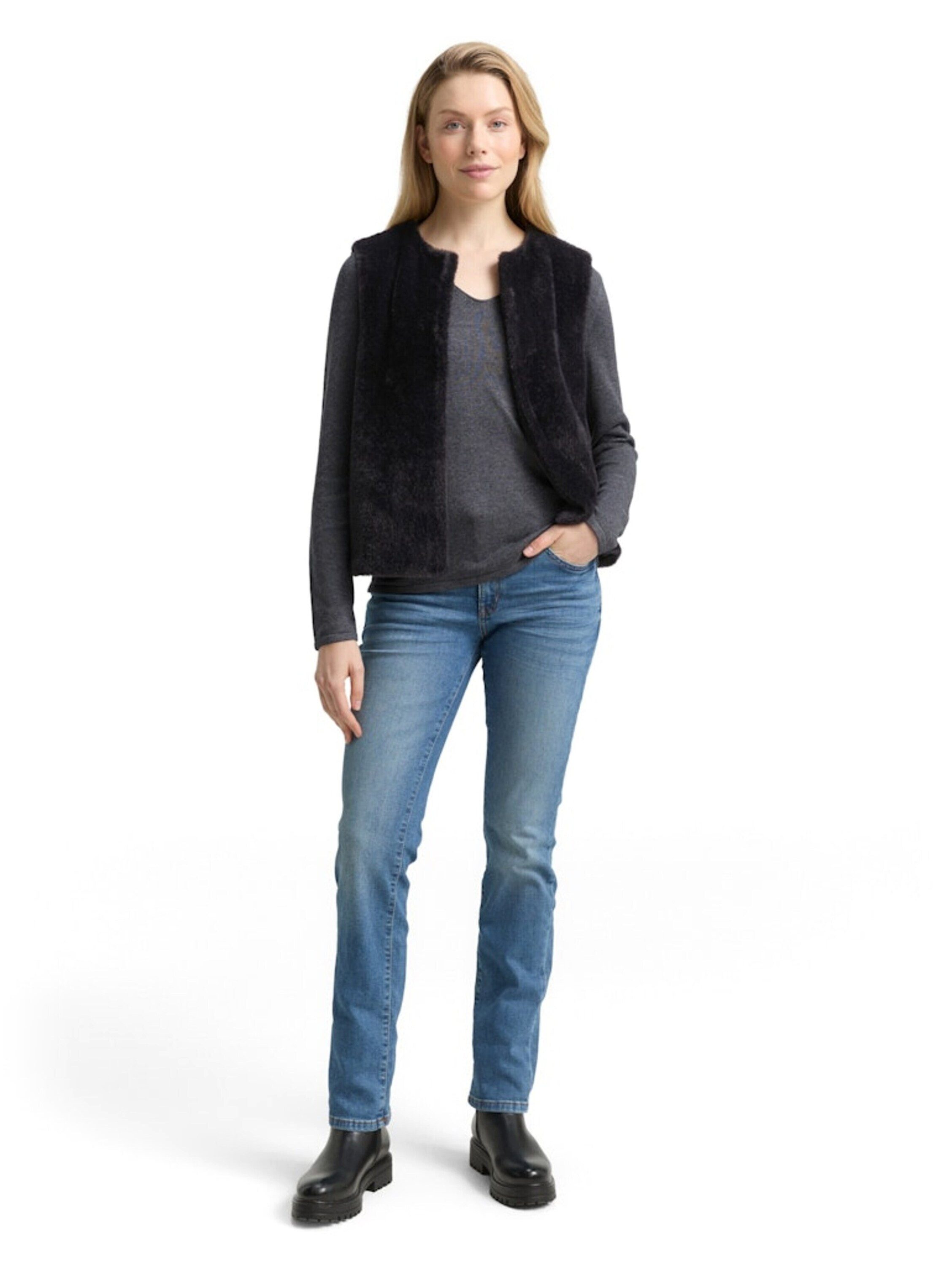 TOM TAILOR Fellimitatweste (1-tlg) Plain/ohne Details