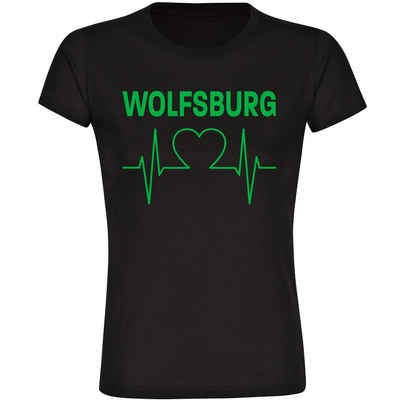 multifanshop T-Shirt Damen Wolfsburg - Herzschlag - Frauen