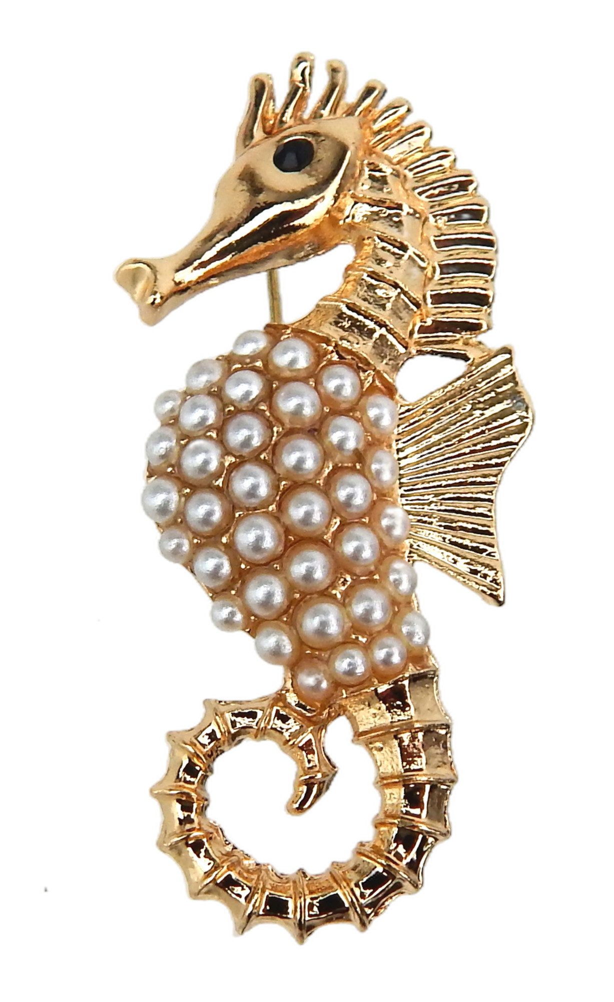 Ella Jonte Brosche, gold oder silber Seepferdchen Perlen maritim Ziernadel günstig online kaufen