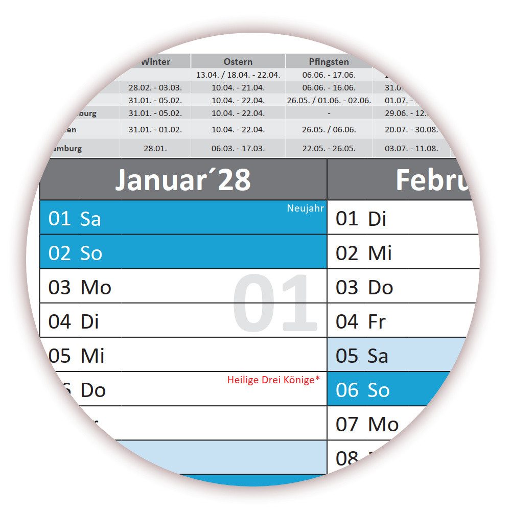 LYSCO Tischkalender Tafelkalender 2028 - DIN A3 / A4 / A5 300g Papier, Tafelkalender für das Jahr 2028 in verschiedenen Stückzahlen und Formaten, sehr gut besch – Bild 3 von 3