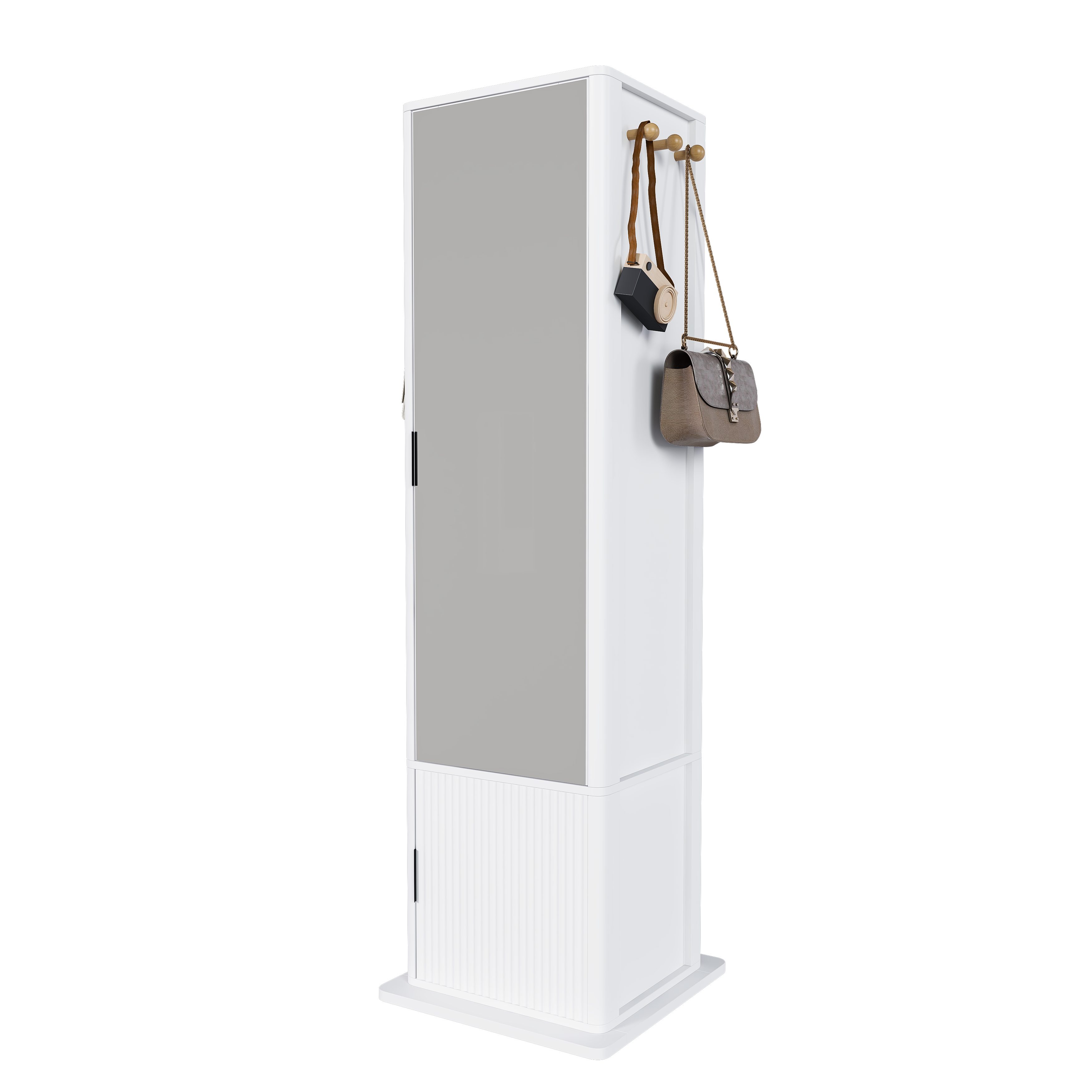 kowdom Spiegelschrank Spiegelschrank 4-in-1 360° drehbar 170 cm Eiche 4-in-1, 360° drehbar, 132 Ringfächer, 60 Ohrringhalter, 10 Kettenhaken