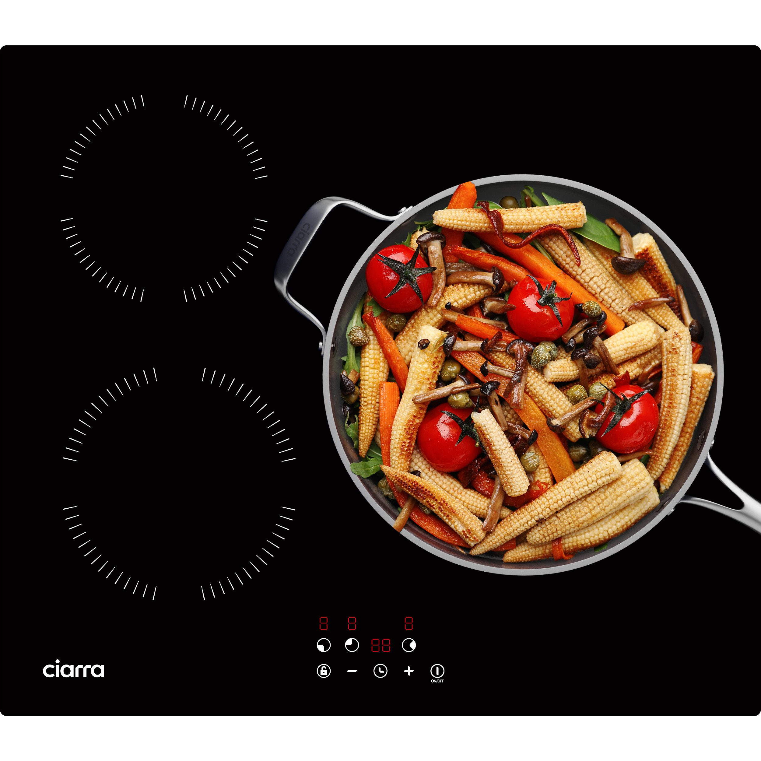CIARRA Induktions-Kochfeld 60cm Induktionskochfeld VM3BIH-A VM3BIH-C VM3BIH-E VM3BIH-F, Einbau-Kochfelder 3 Zonen Induktionsherd 9 Stufen Touch Control Timer