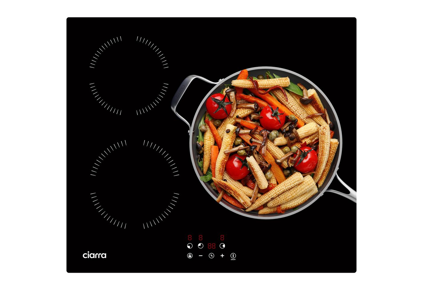CIARRA Induktions-Kochfeld 60 cm Einbau Induktionskochfeld 9 Stufen mit Touch Control 5600 W VM3BIH-A VM3BIH-C VM3BIH-E VM3BIH-F, 3-Zonen Einbau-Kochfelder Induktionsherd mit 99 Min Timer