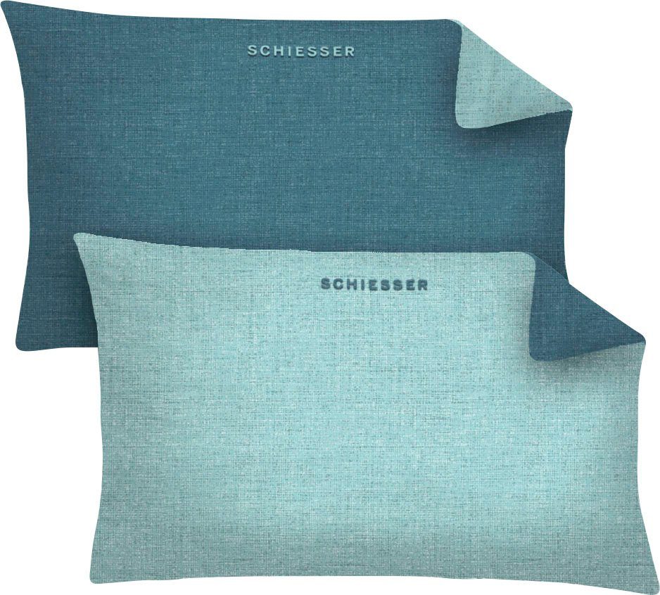Schiesser Kissenhüllen Doubleface aus weicher Baumwolle mit edlem Melangeeffekt in Wendeoptik, (2 Stück), Made in Green