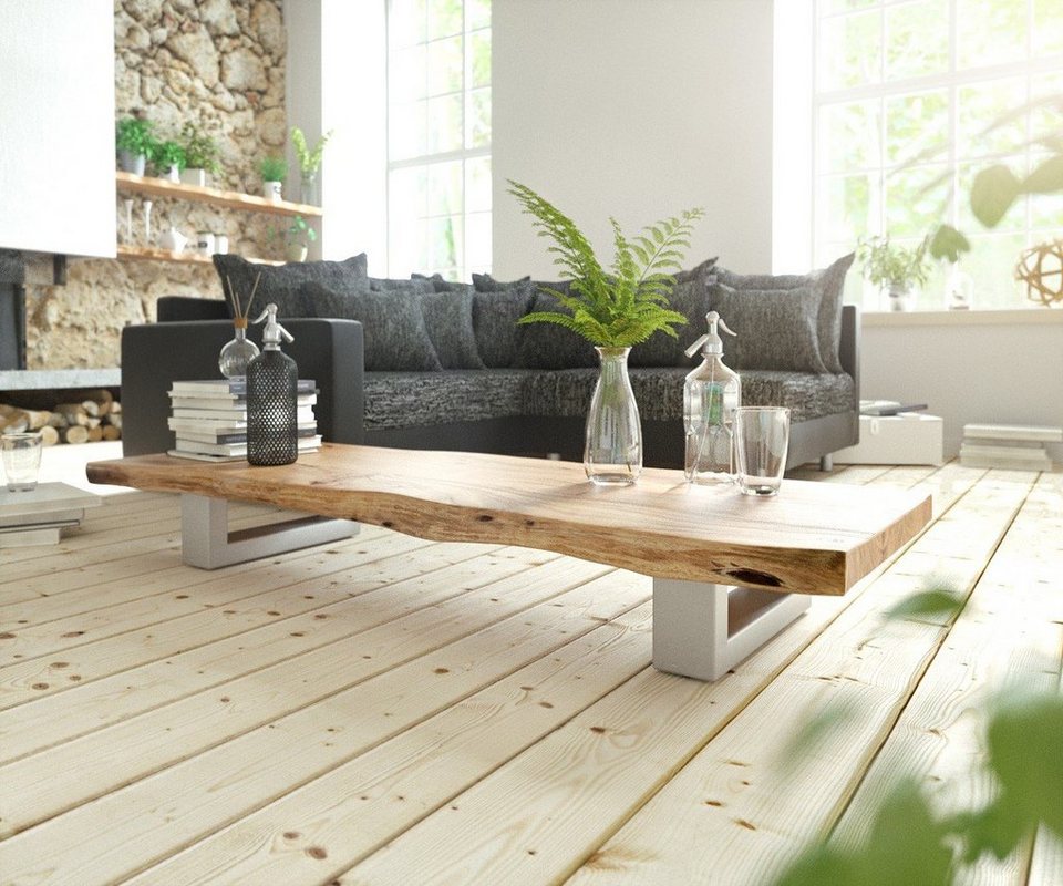 Inspirierend Natur Möbel Wohnzimmer DELIFE Wohnzimmertisch Live Edge Akazie Natur 165x60