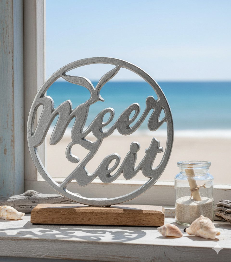 MF Dekoobjekt Ocean Breeze Meerzeit Standrelief Silber Holz (1 St)