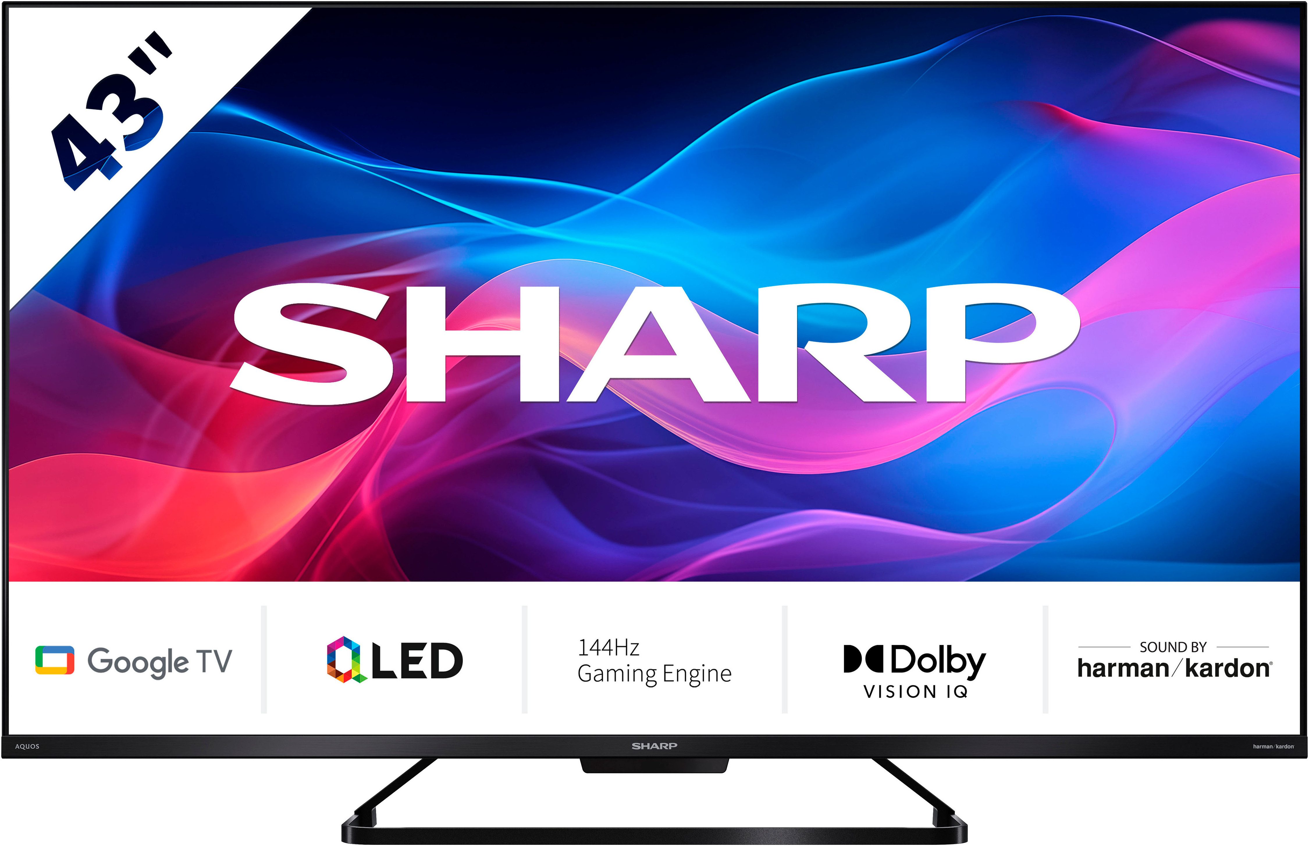 Sharp 4T-C43GRx QLED-Fernseher (108 cm/43 Zoll, 4K Ultra HD, Google TV, Smart-TV)