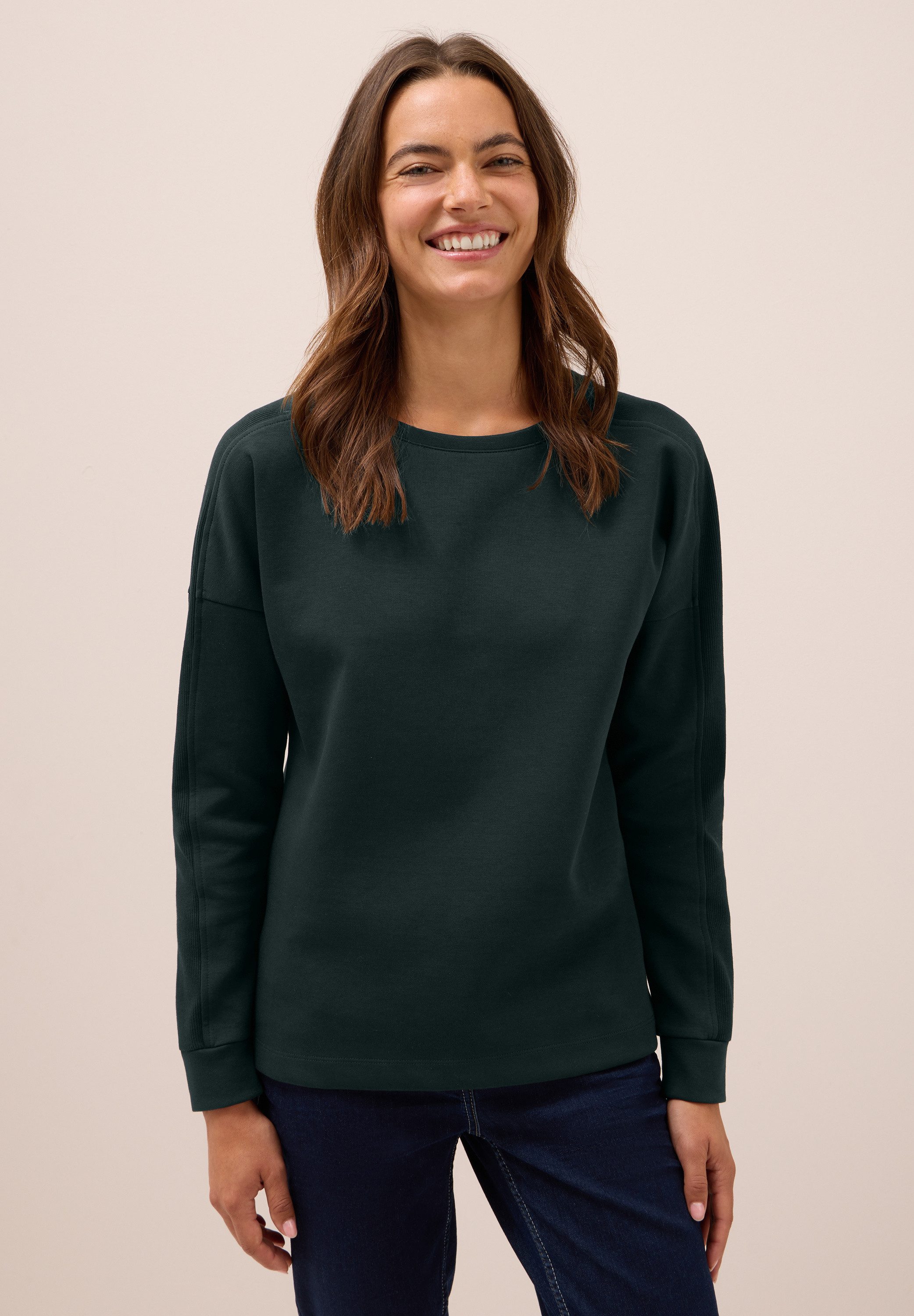 CECIL Langarmshirt aus elastischem Materialmix günstig online kaufen