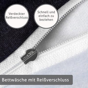 Bettwäsche Baumwoll Bettwäsche 135x200 in Rosa - Grau, LINKHOFF, Biber Bettwäsche, Wendebettwäsche, Bügelfrei, Mit Reißverschluss