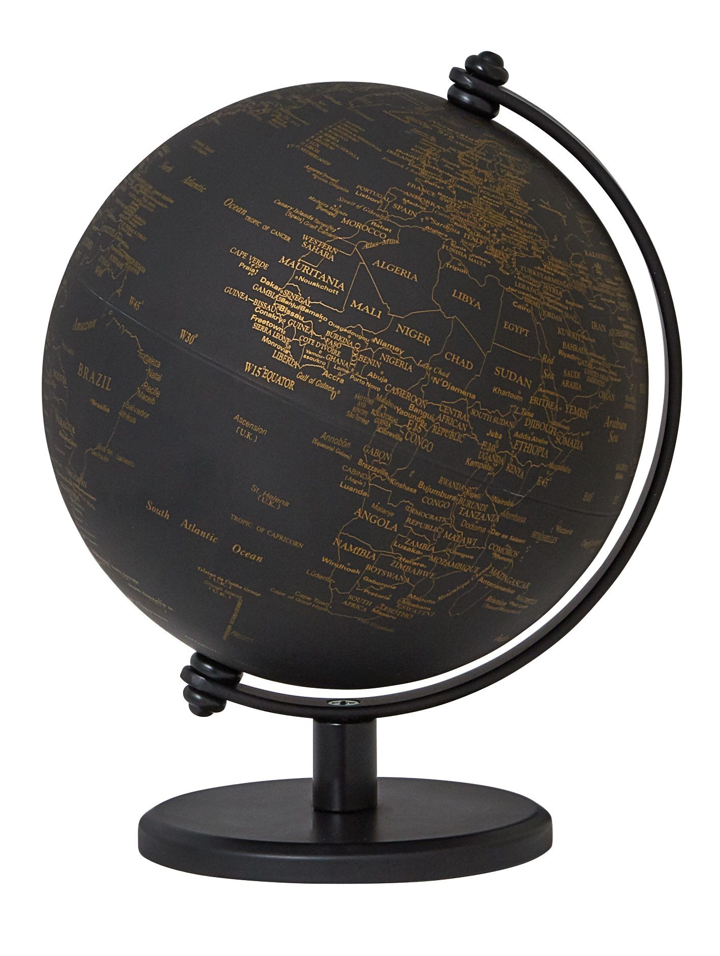TROIKA Globus GAGARIN Mini-Globus mit drehbarer Achse und Metallfuß, Ø 13 cm, Schwarzer Metallfuß mit schützender Filzunterlage