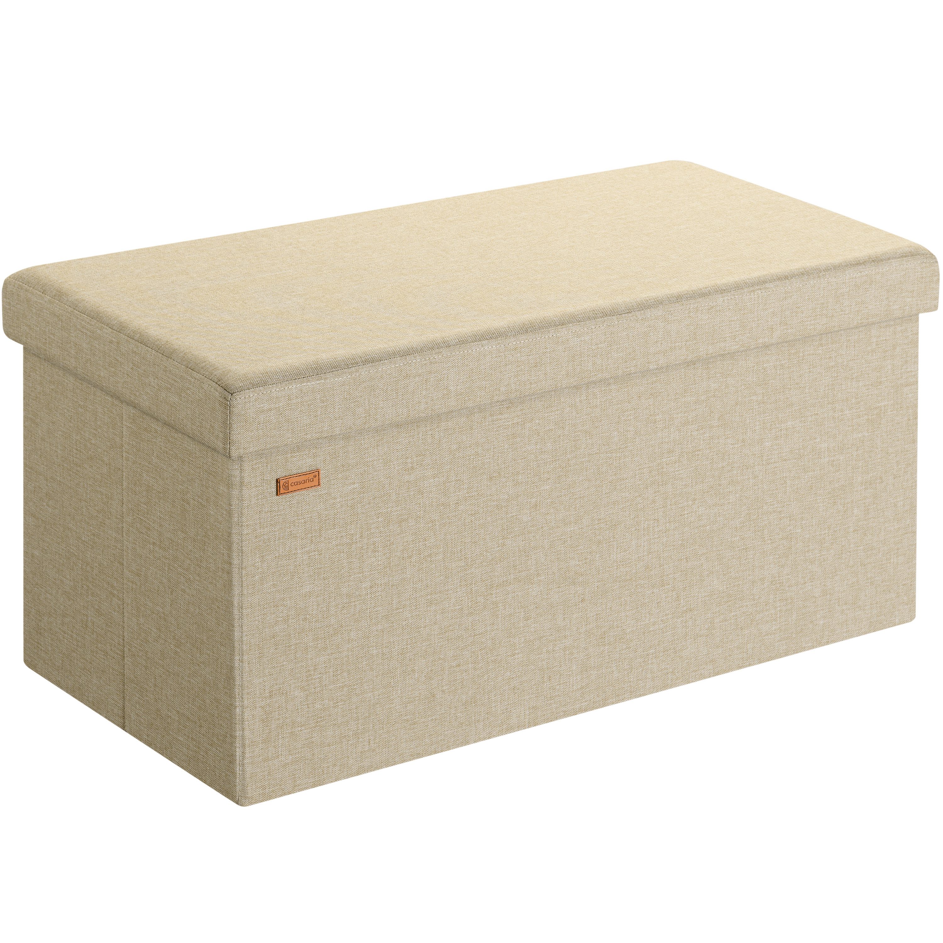 Casaria Sitzbank, mit Stauraum Faltbar Beige 80x40x40cm Gepolstert Deckel Stoff Stabil