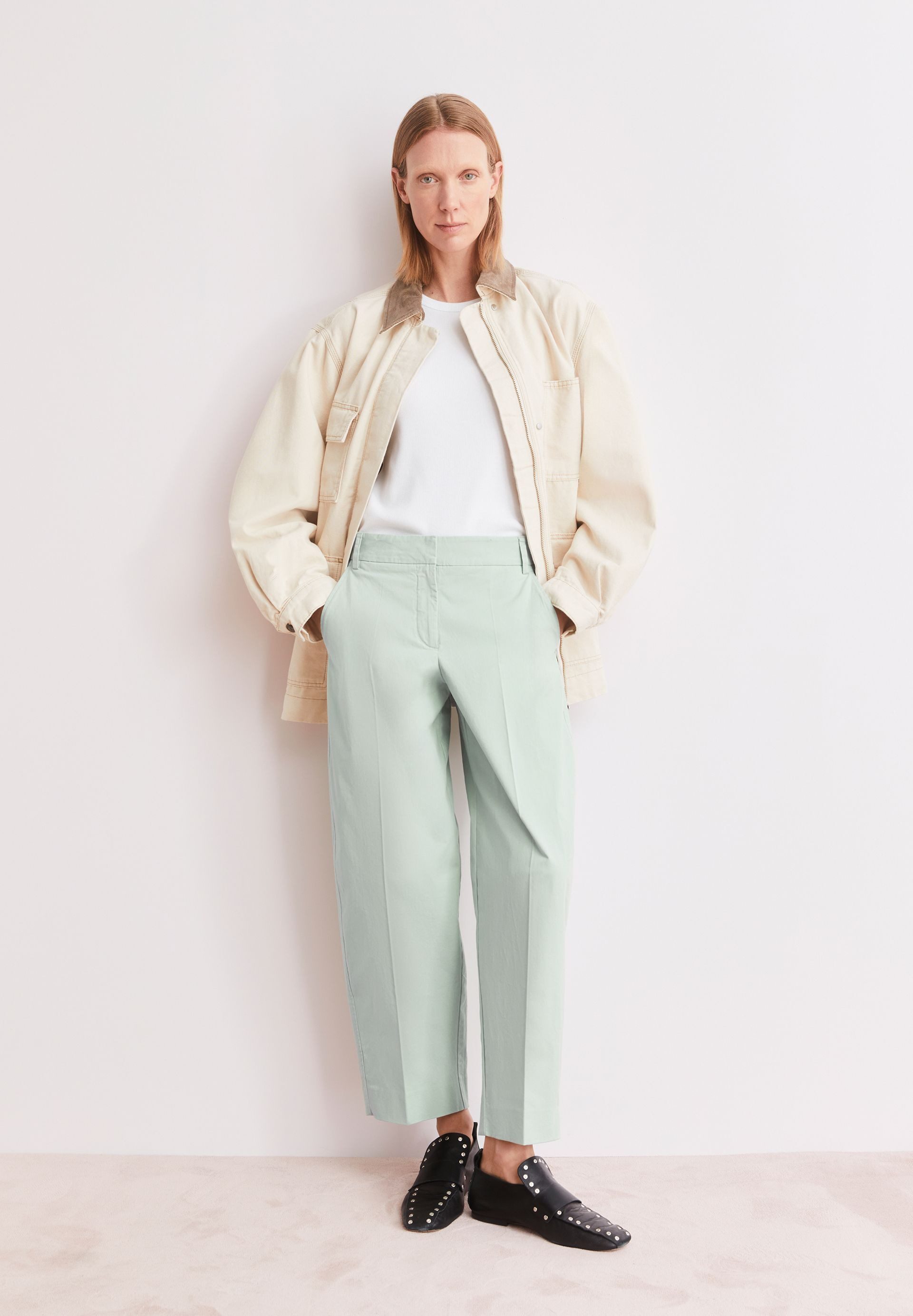 Armedangels Stoffhose BARREL TWILL Webhose aus Bio-Baumwoll Mix (Mid waist, Regular Fit)